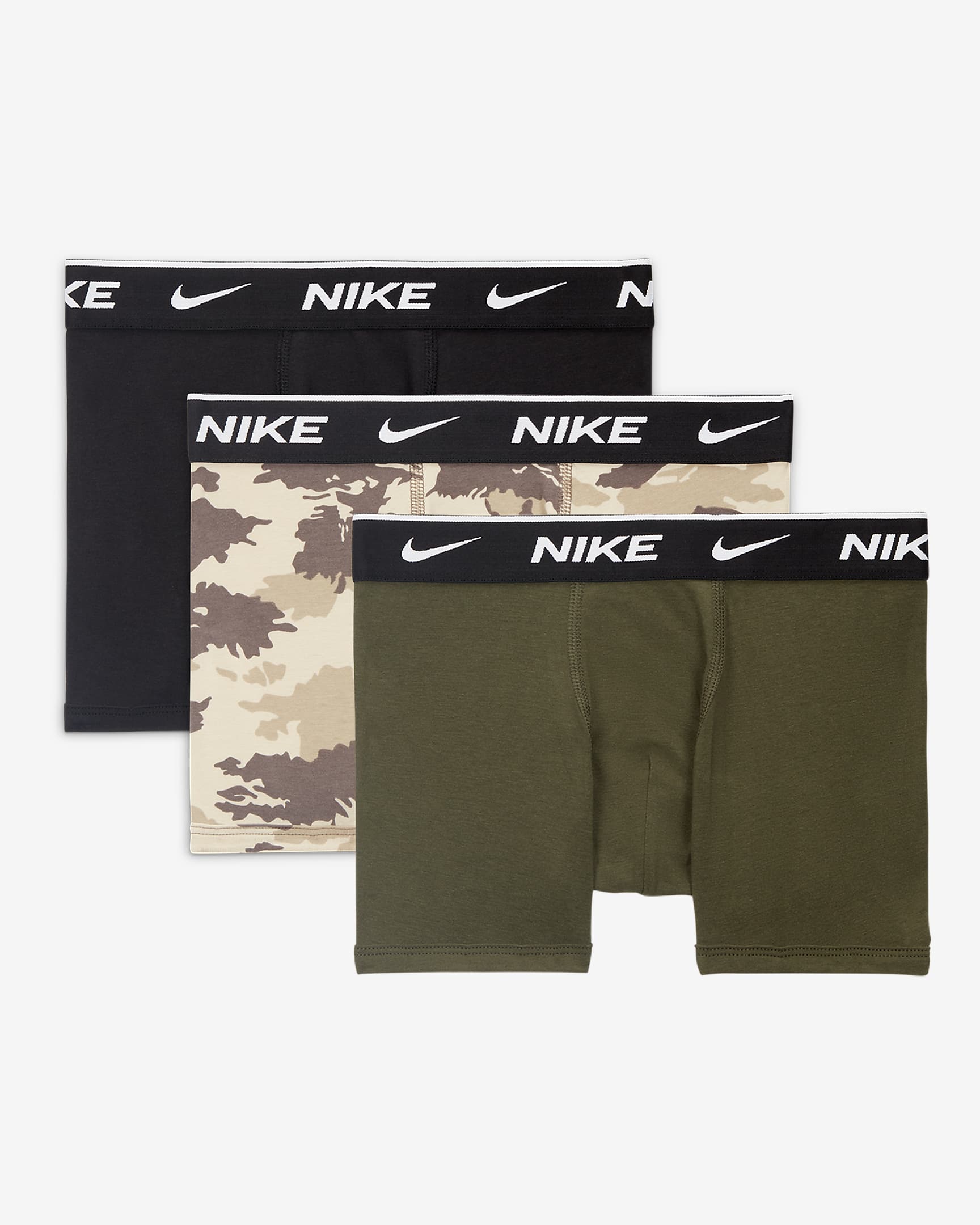 Nike Everyday Cotton Printed Boxer Briefs (3Pack) Big Kids' Underwear