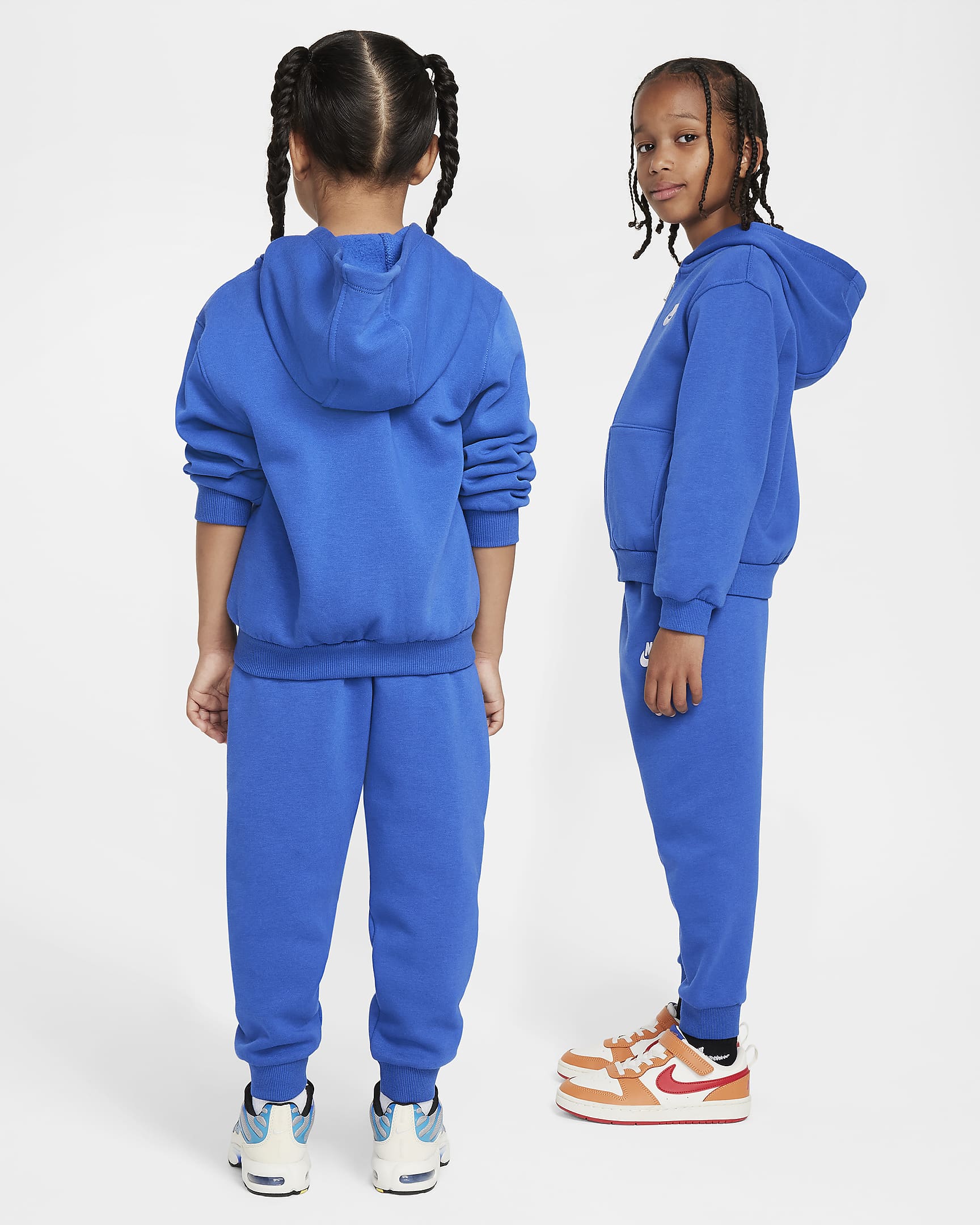 Conjunto de dos piezas de sudadera con gorro para niños talla pequeña Nike Full-Zip Club Set - Royal juego