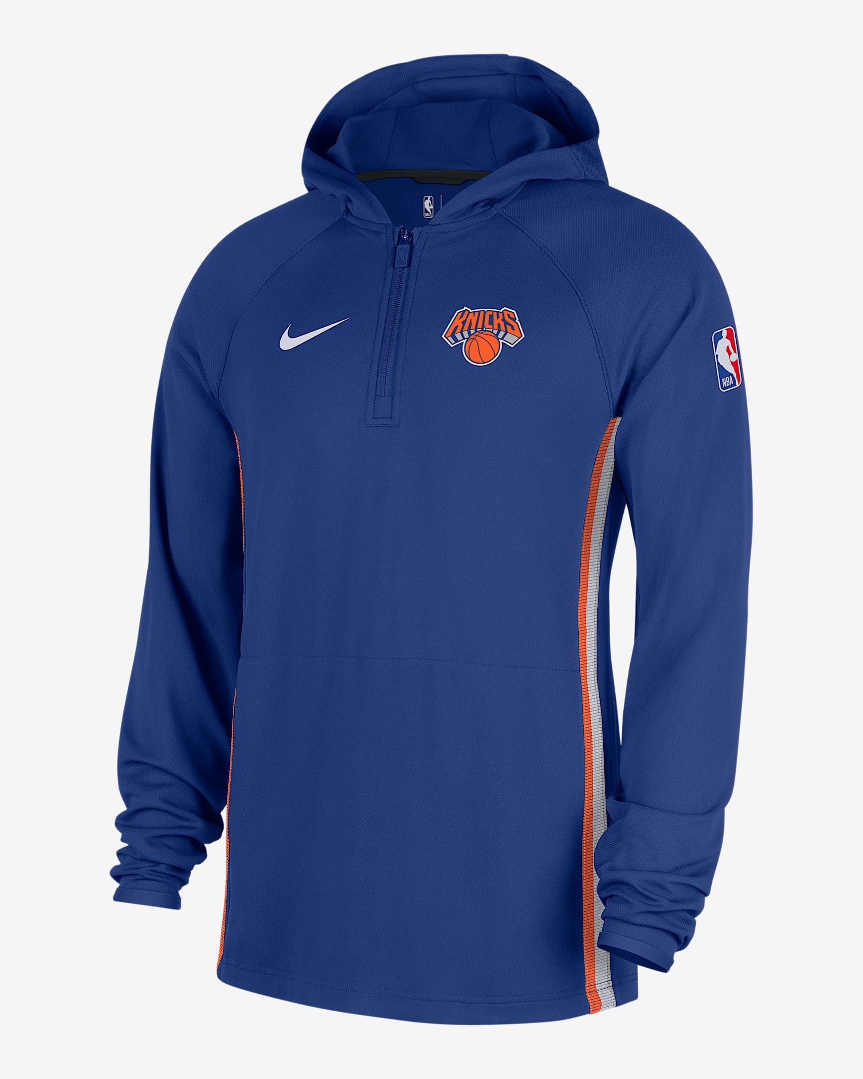 New York Knicks Zoned Men's Nike Dri-FIT NBA 1/4-Zip Hoodie - Rush Blue/Black/White