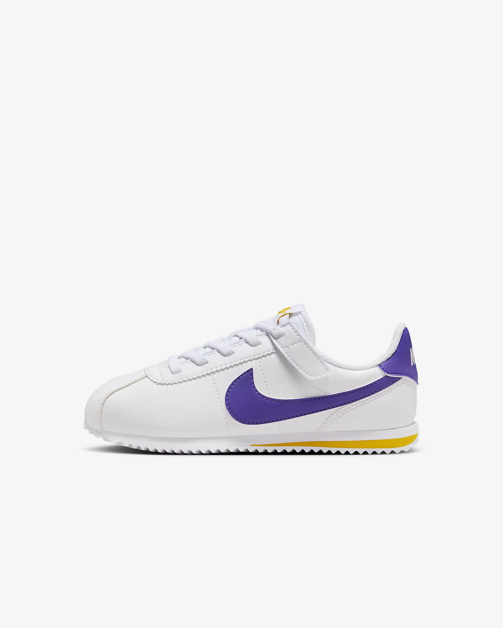 Nike Cortez EasyOn Little Kids' Shoes - White/Varsity Maize/Varsity Purple