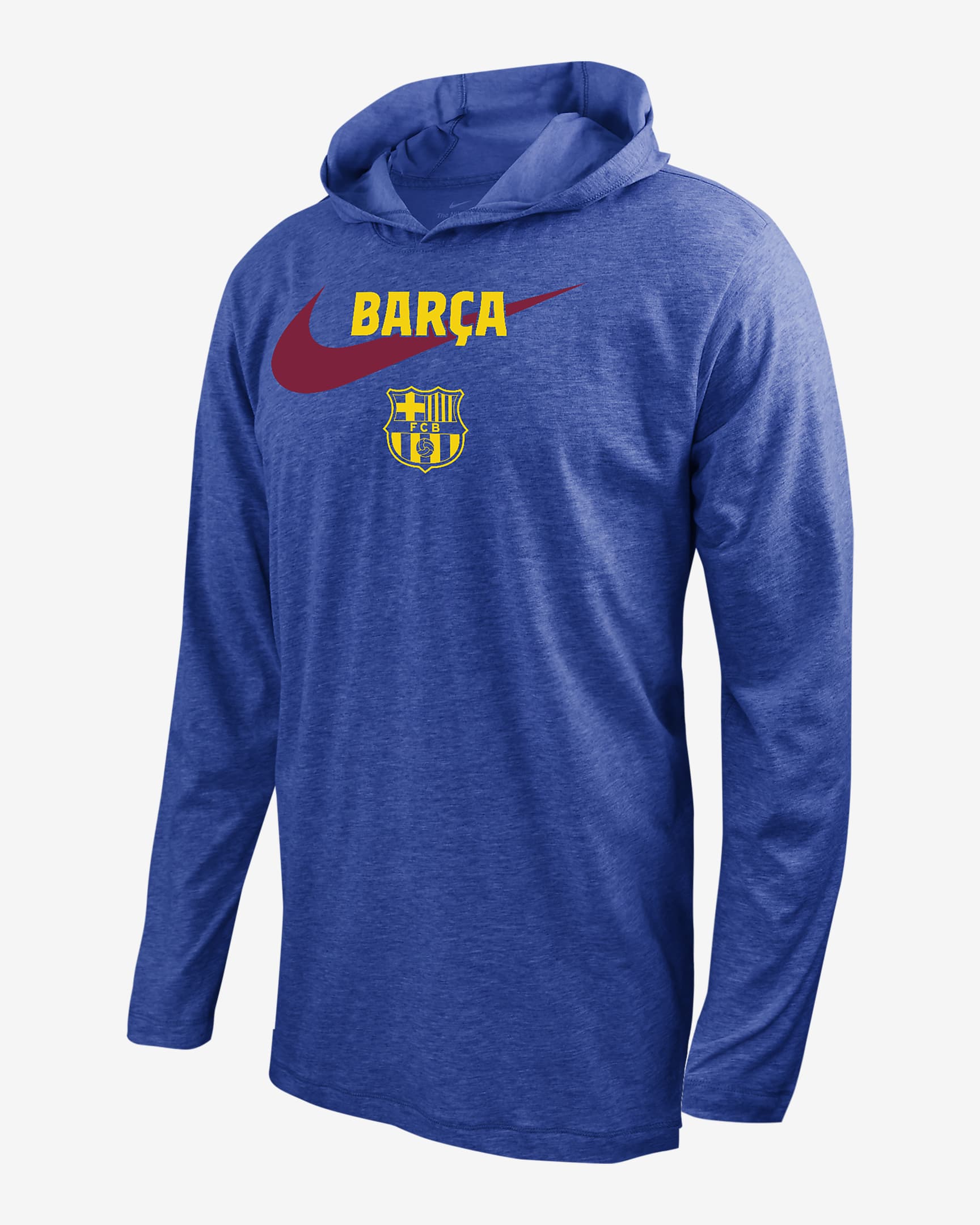 FC Barcelona Men's Nike Soccer Long-Sleeve Hooded T-Shirt - Game Royal