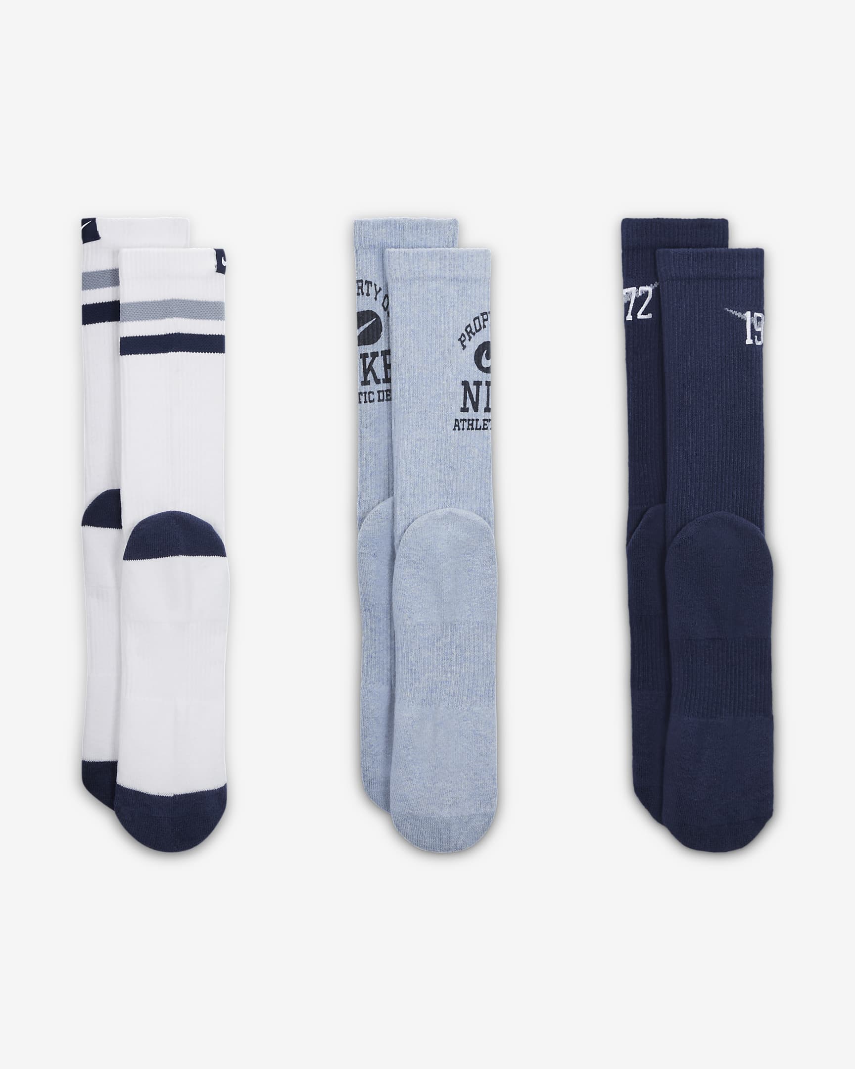 Nike Everyday Cushioned Crew Socks (3 Pairs) - Multi-Color