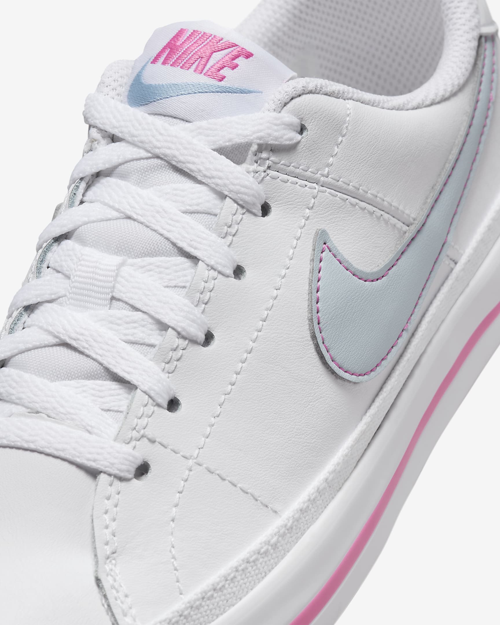 NikeCourt Legacy Older Kids' Shoes - White/Pinksicle/Light Armoury Blue