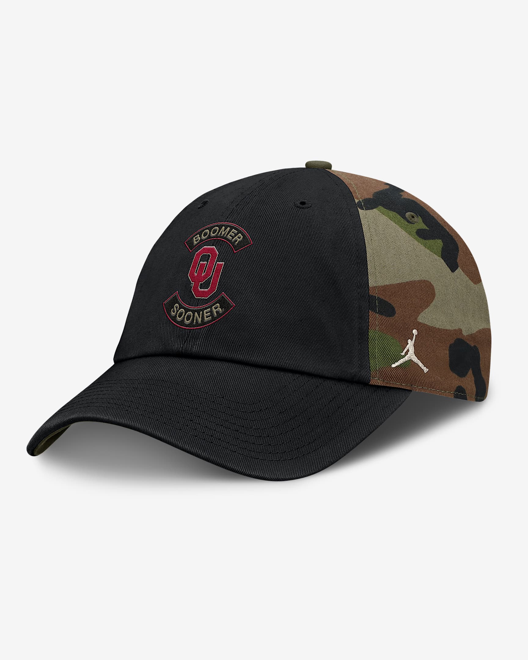Oklahoma 2025 Military Appreciation Club Men's Nike College Adjustable Hat - Camo Green