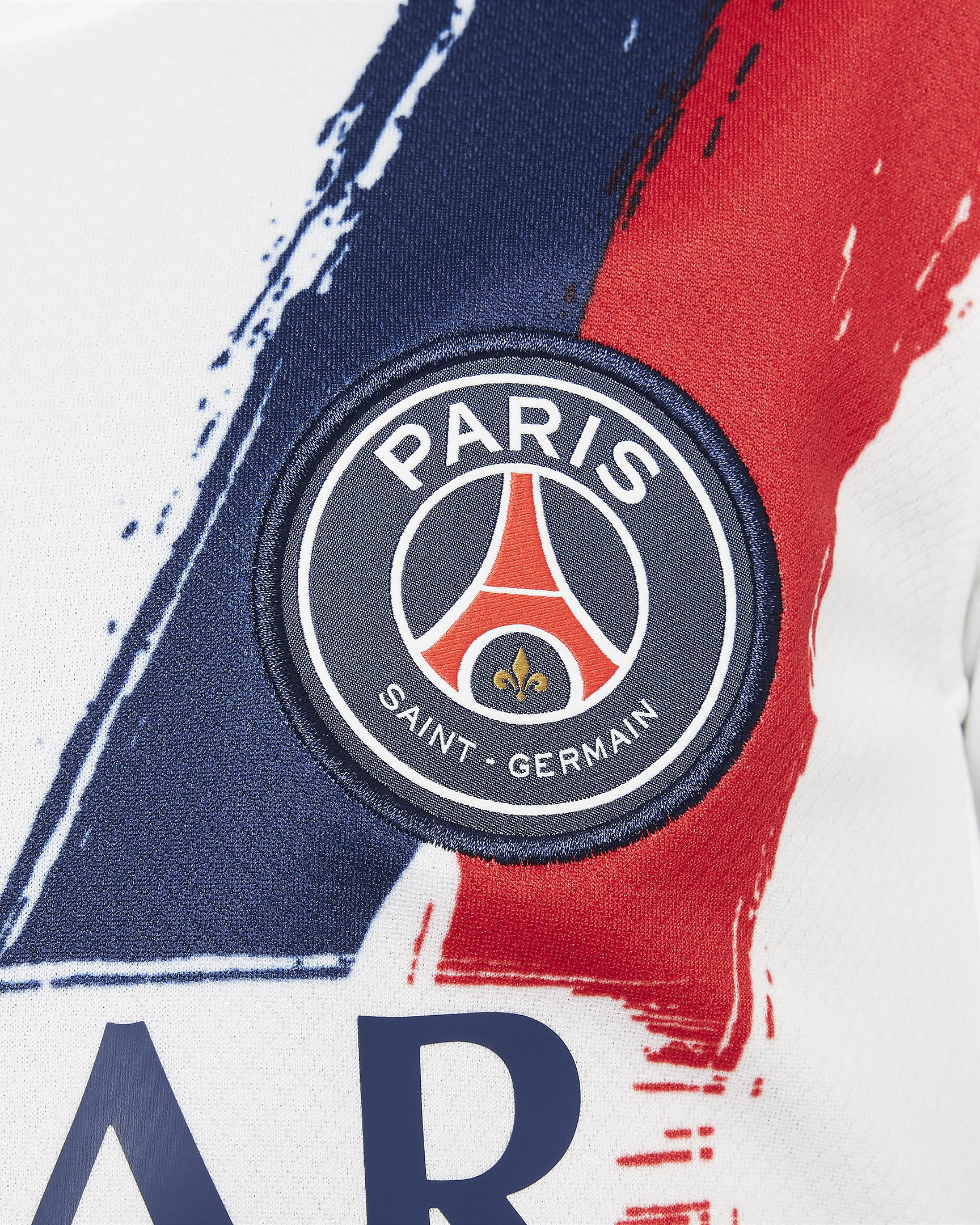 Koszulka piłkarska dla dużych dzieci Nike Dri-FIT Paris Saint-Germain Stadium 2024/25 (wersja wyjazdowa) – replika - Biel/Midnight Navy/University Red/Midnight Navy