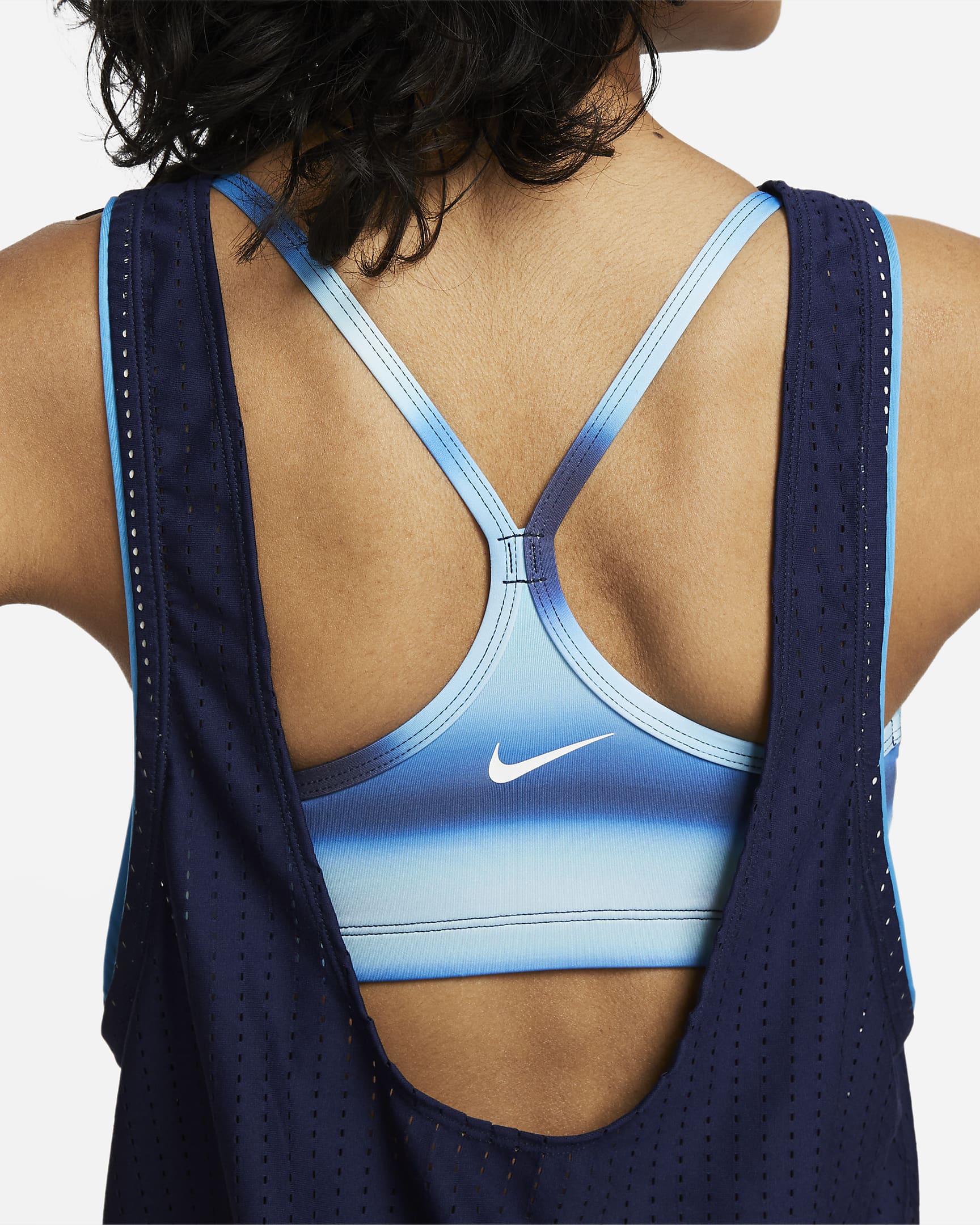 Playera tankini convertible en capas para mujer Nike Swim - Azul marino medianoche