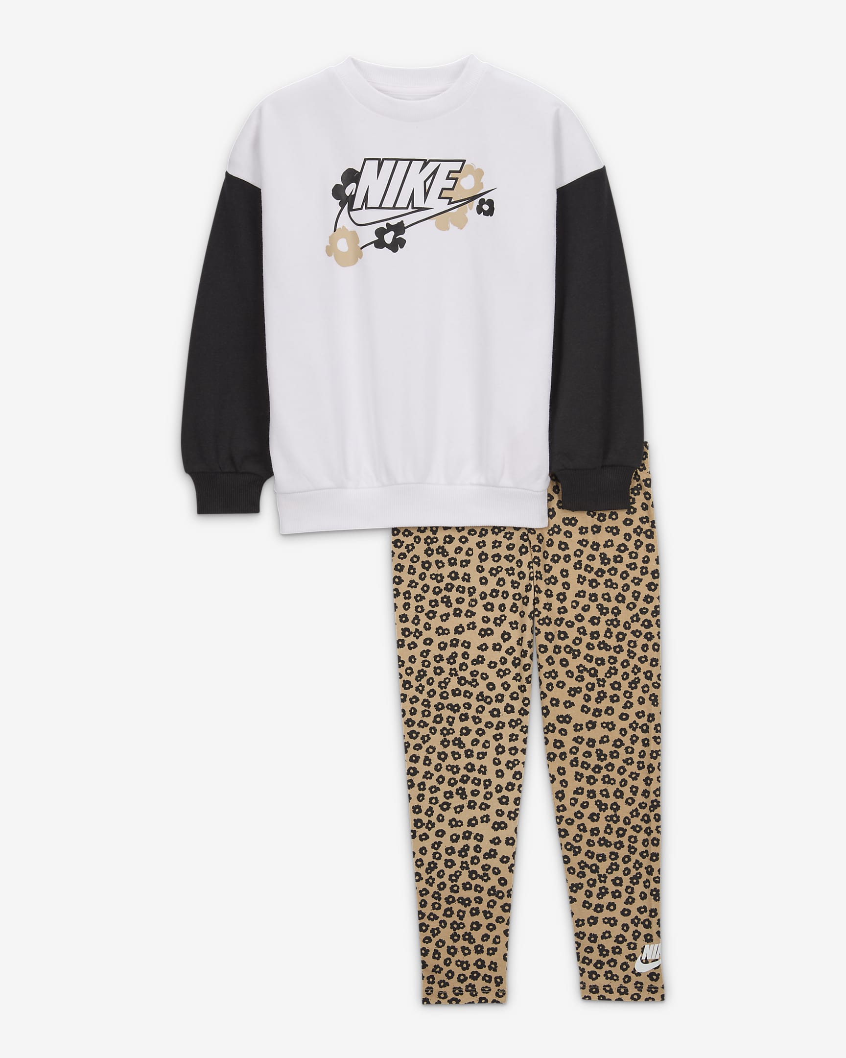 Nike Floral Younger Kids' Crew and Leggings Set - Hemp