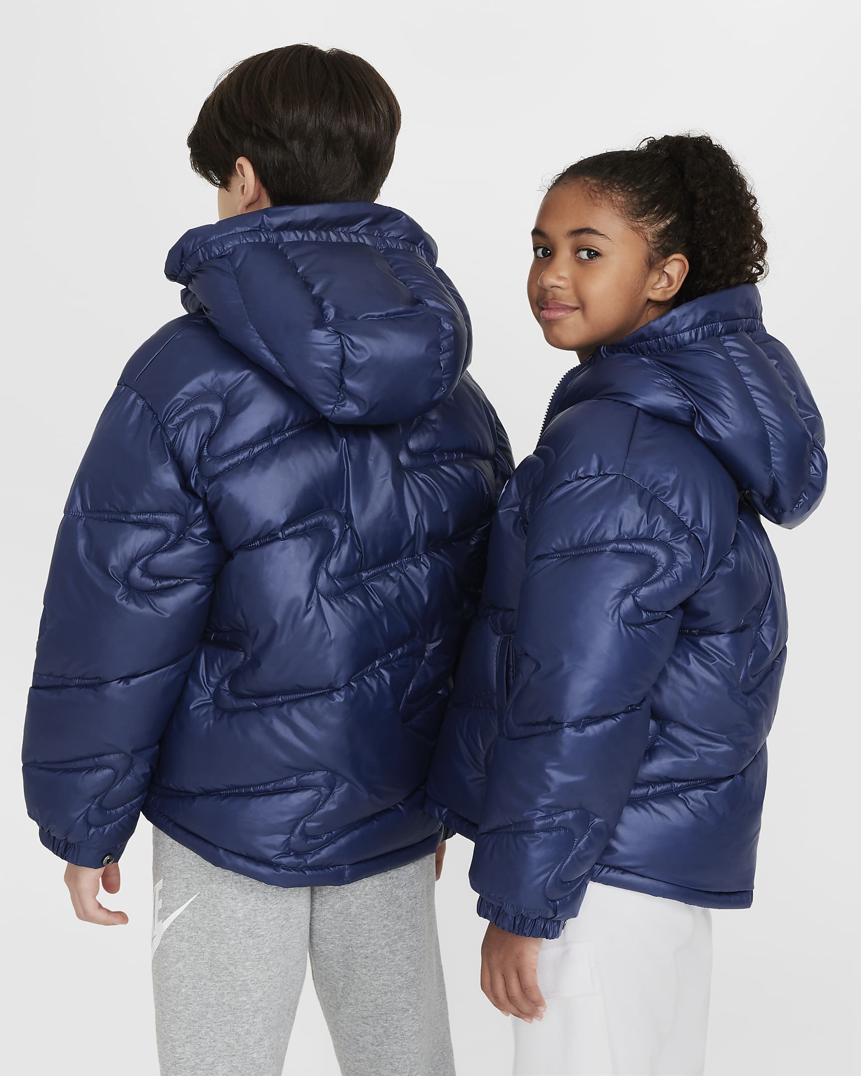 Nike Sportswear Therma-FIT Repel Heavyweight Synthetic Fill Big Kids' Loose Jacket - Midnight Navy/Royal Pulse/White