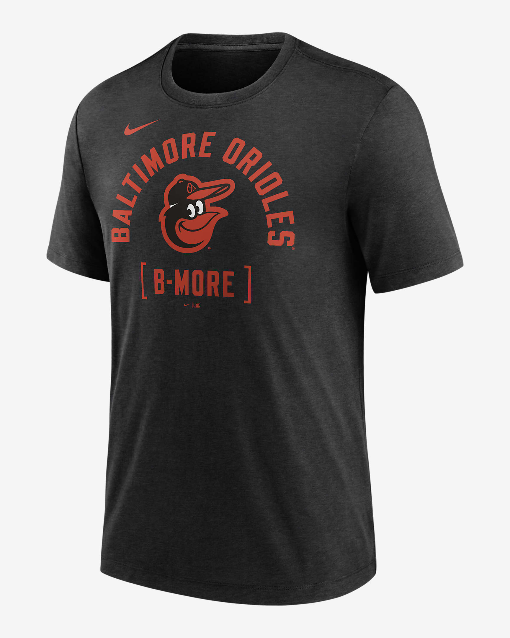 Baltimore Orioles Swing Big Men's Nike MLB T-Shirt - Black Heather