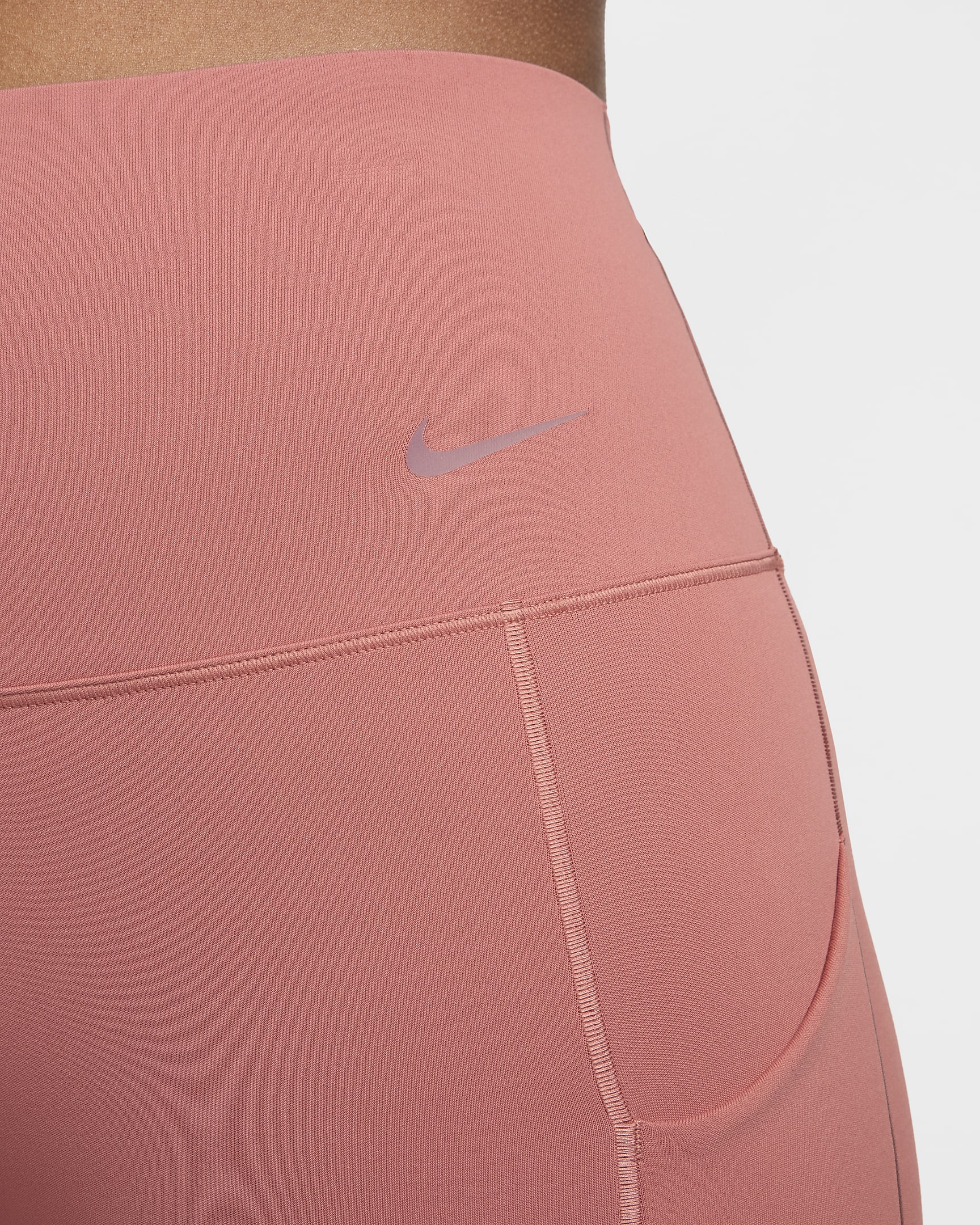 Nike Universa leggings i 7/8 lengde med middels støtte, høyt liv og lommer til dame - Canyon Pink/Svart