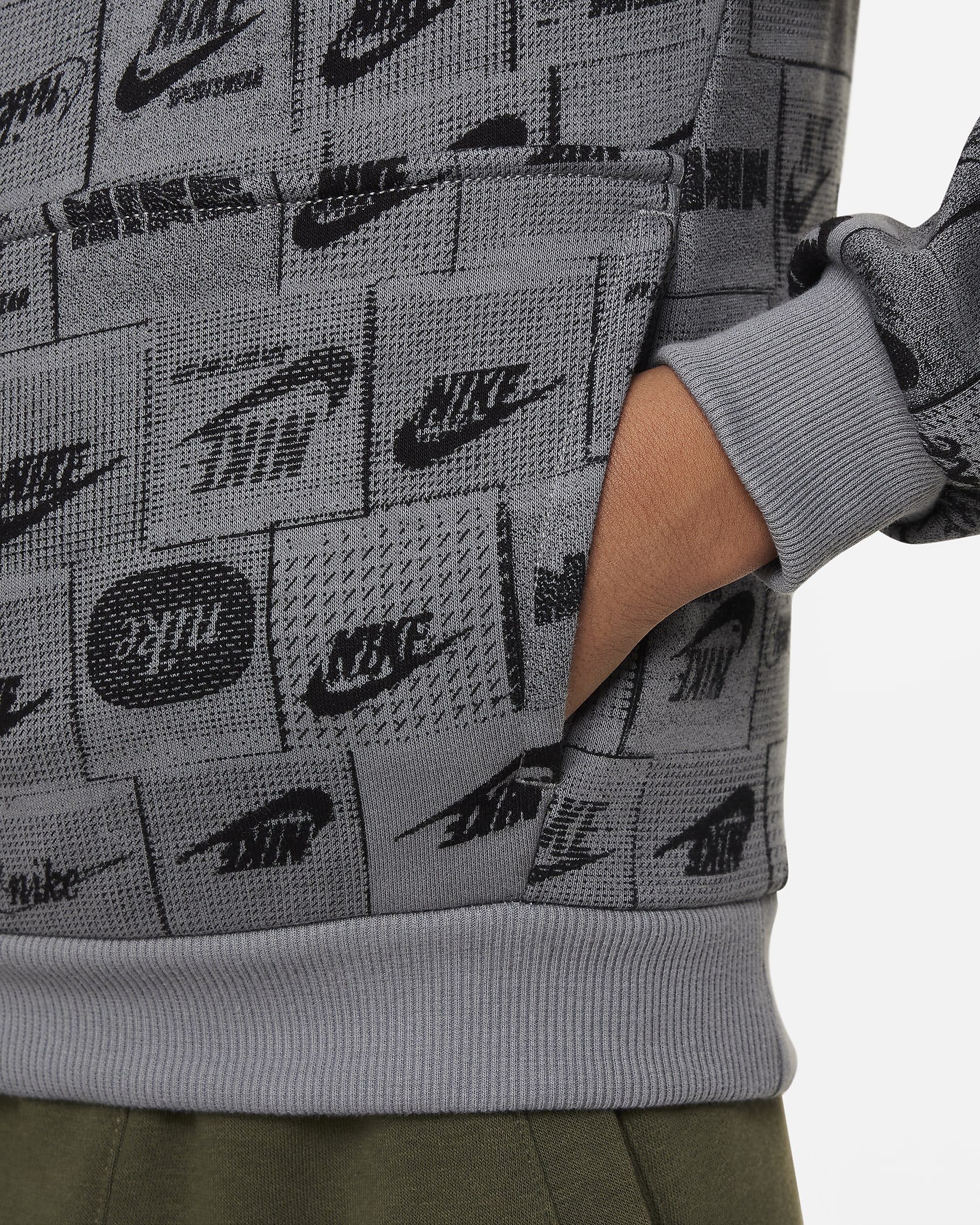 Mikina Nike Sportswear Club Fleece s kapucí pro větší děti - Smoke Grey/Bílá