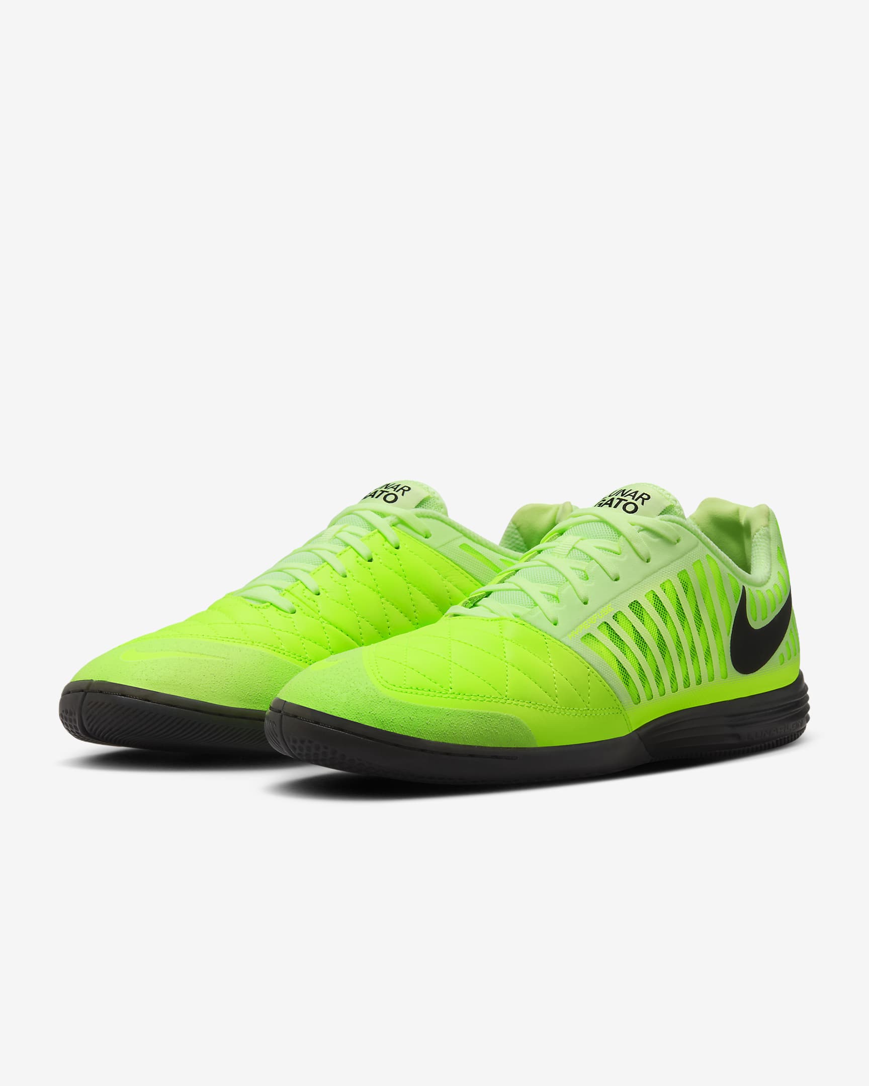 Nike Lunargato II Indoor/Court Low-Top Soccer Shoes - Black/Volt