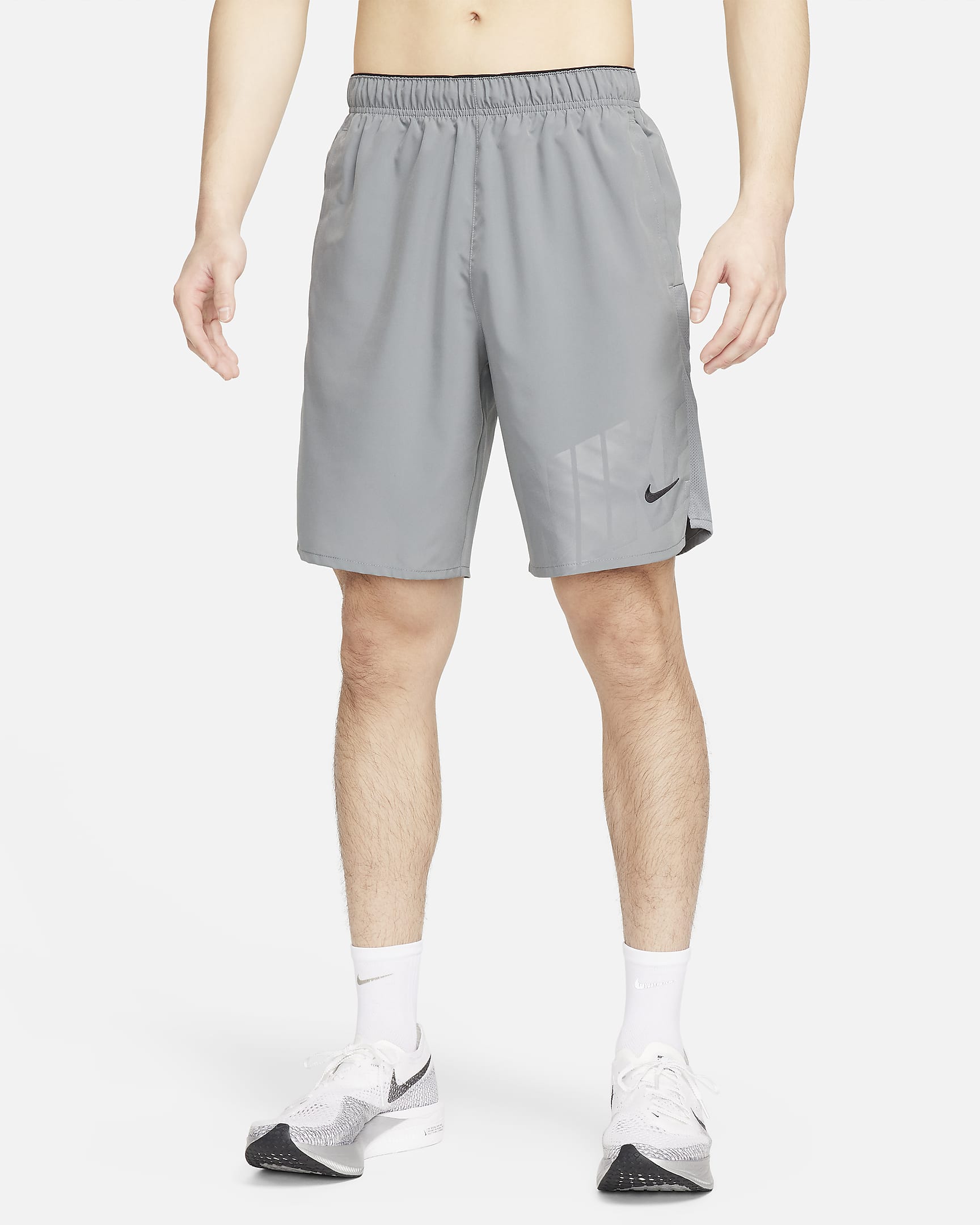 Nike Challenger Men's Dri-FIT 9" Unlined Running Shorts - Smoke Grey/Black/Black/Black