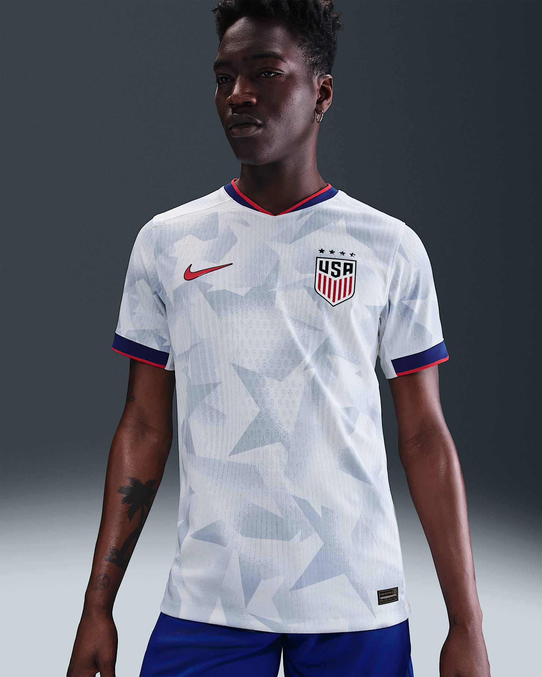 USWNT 2025 Match Home (Women's Team) Men's Nike Dri-FIT ADV Soccer Authentic Jersey - White/Rush Blue/Challenge Red/Challenge Red
