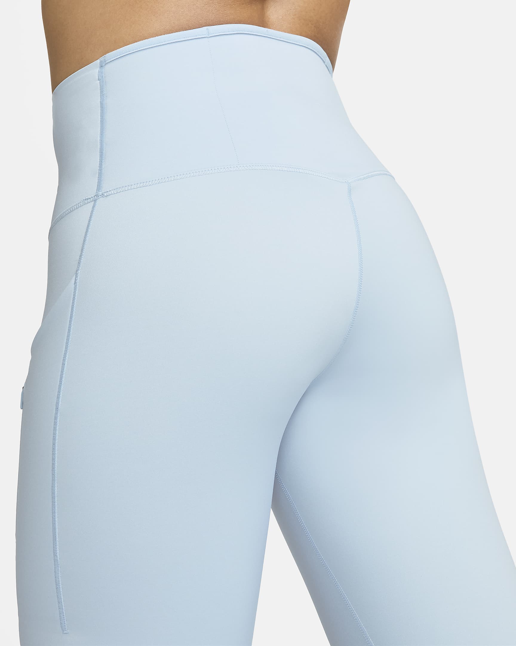 Nike Go Leggings in voller Länge mit starkem Halt, mittelhohem Bund und Taschen für Damen - Light Armory Blue/Schwarz