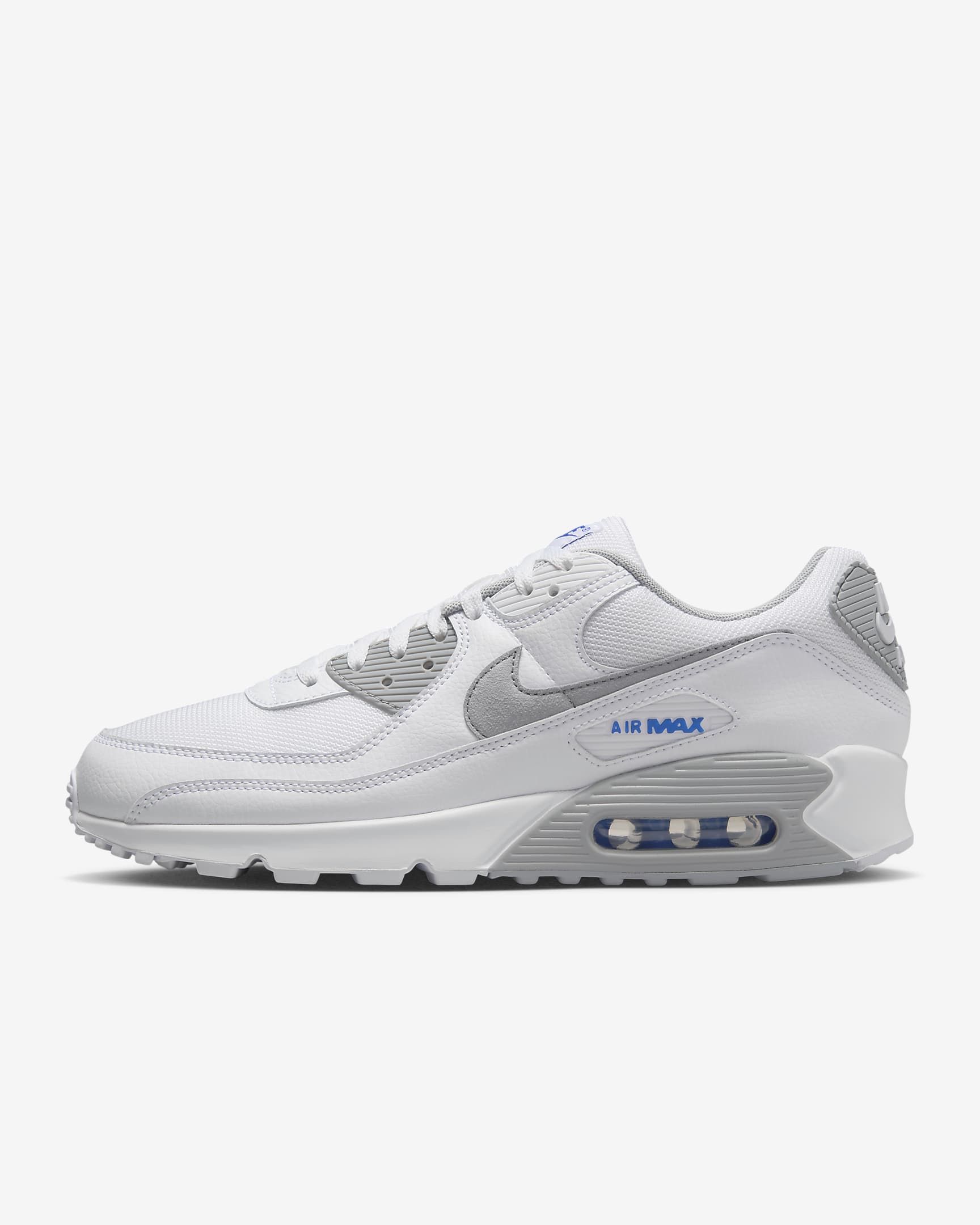 Nike Air Max 90 herenschoenen - Wit/Racer Blue/Zwart/Light Smoke Grey