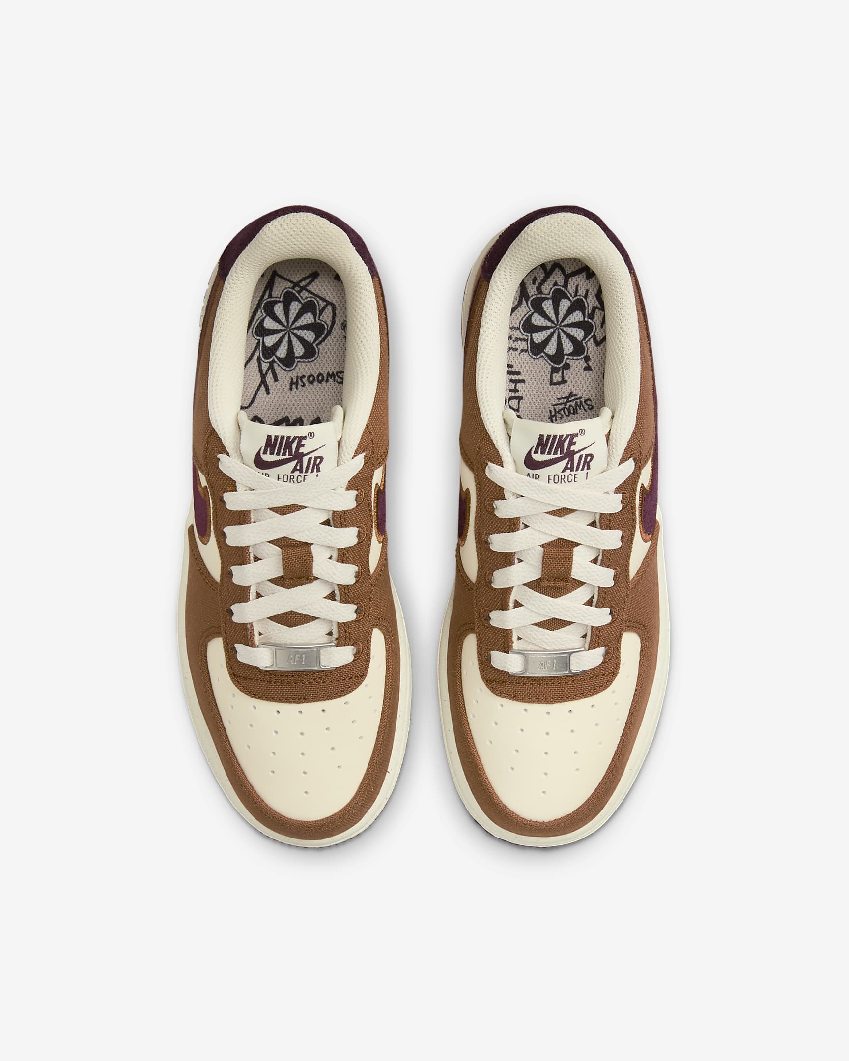 Nike Air Force 1 LV8 Genç Çocuk Ayakkabısı - Light British Tan/Coconut Milk/Gum Dark Brown/Burgundy Crush