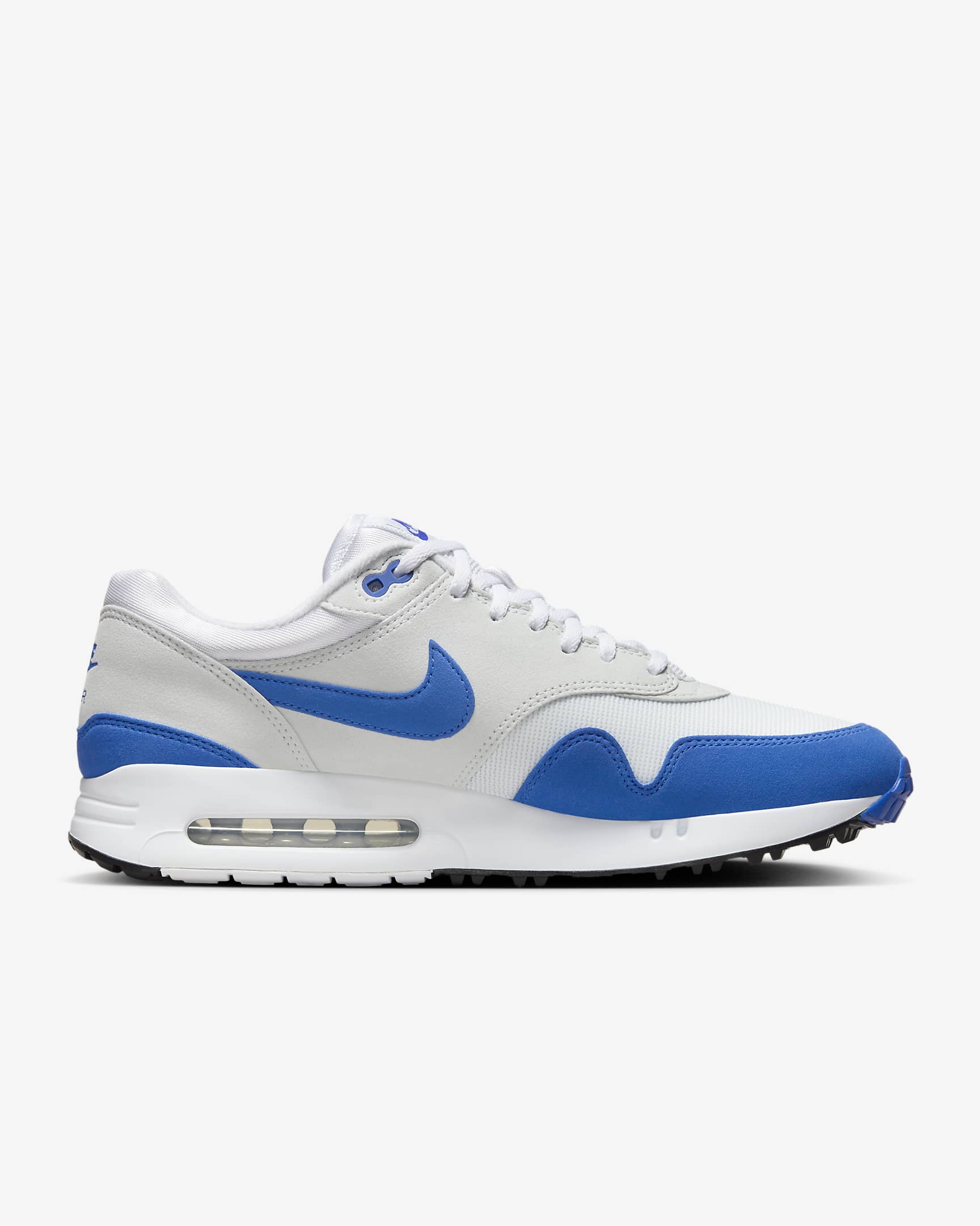 Nike Air Max 1 '86 OG G-golfsko til mænd - hvid/Pure Platinum/sort/Hyper Royal