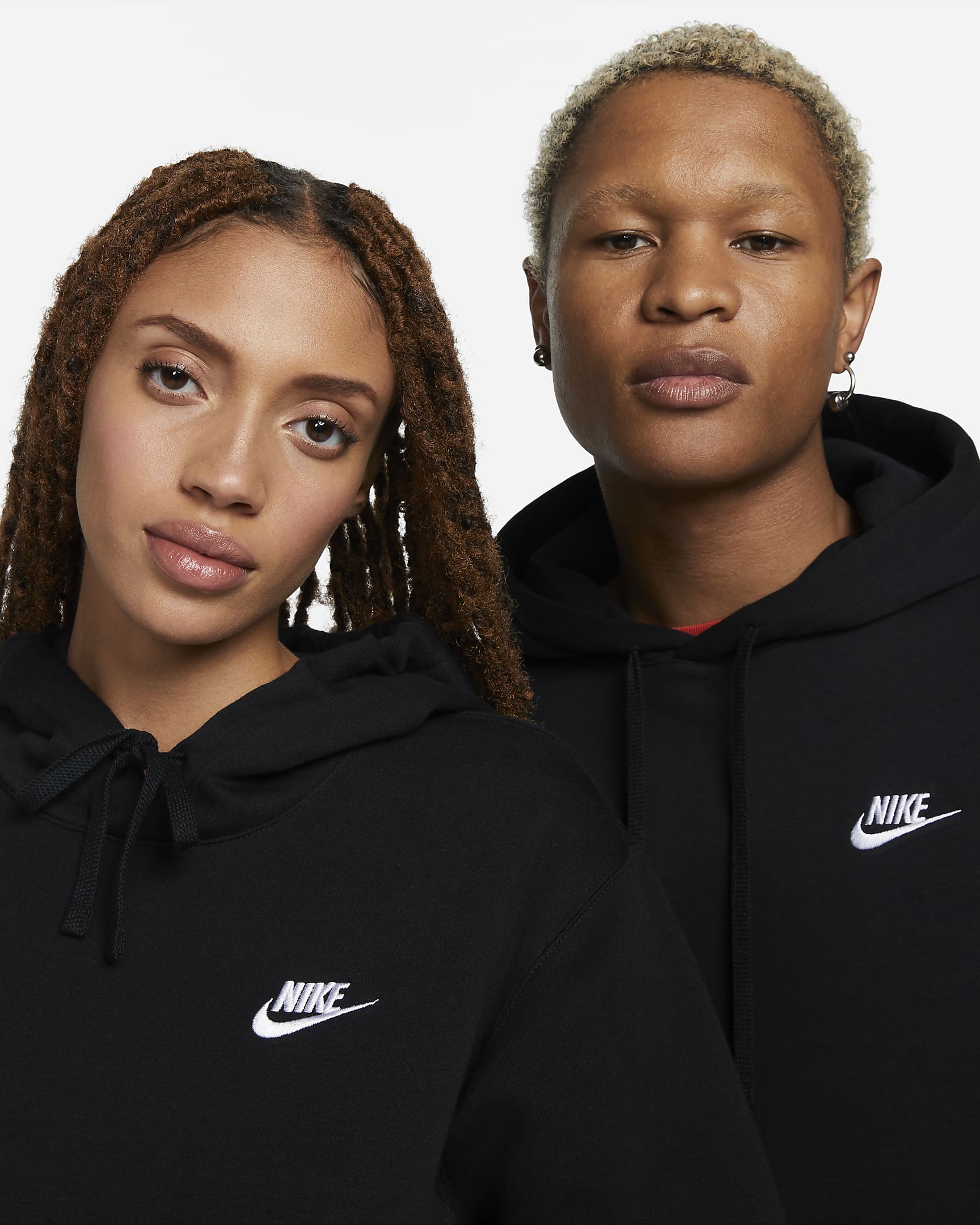 Φούτερ με κουκούλα Nike Sportswear Club Fleece - Μαύρο/Μαύρο/Λευκό