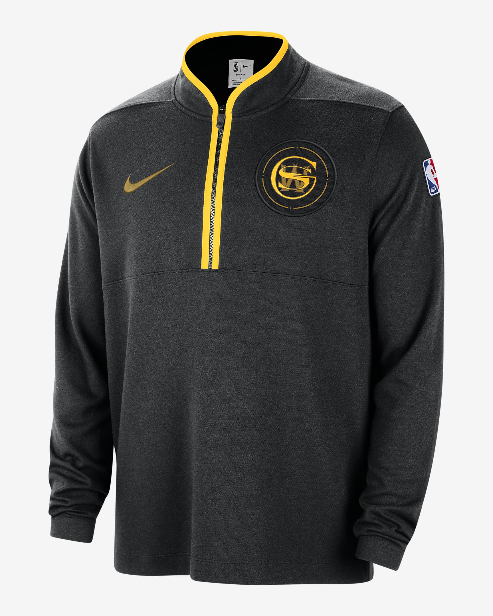 Golden State Warriors 2023/24 City Edition Men's Nike Dri-FIT NBA 1/2-Zip Long-Sleeve Top - Black/Amarillo/Ochre