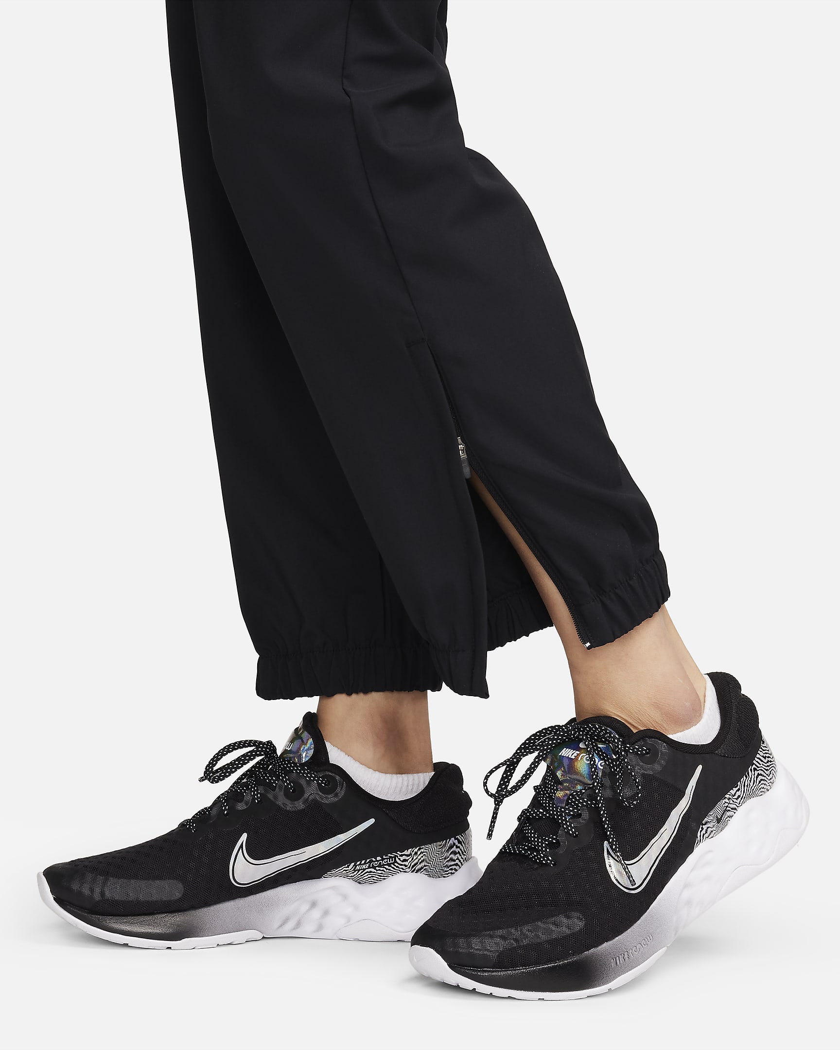 Nike Dri-FIT Seasonal Novelty Women's Dri-FIT Mid-Rise Running Trousers - Black/White