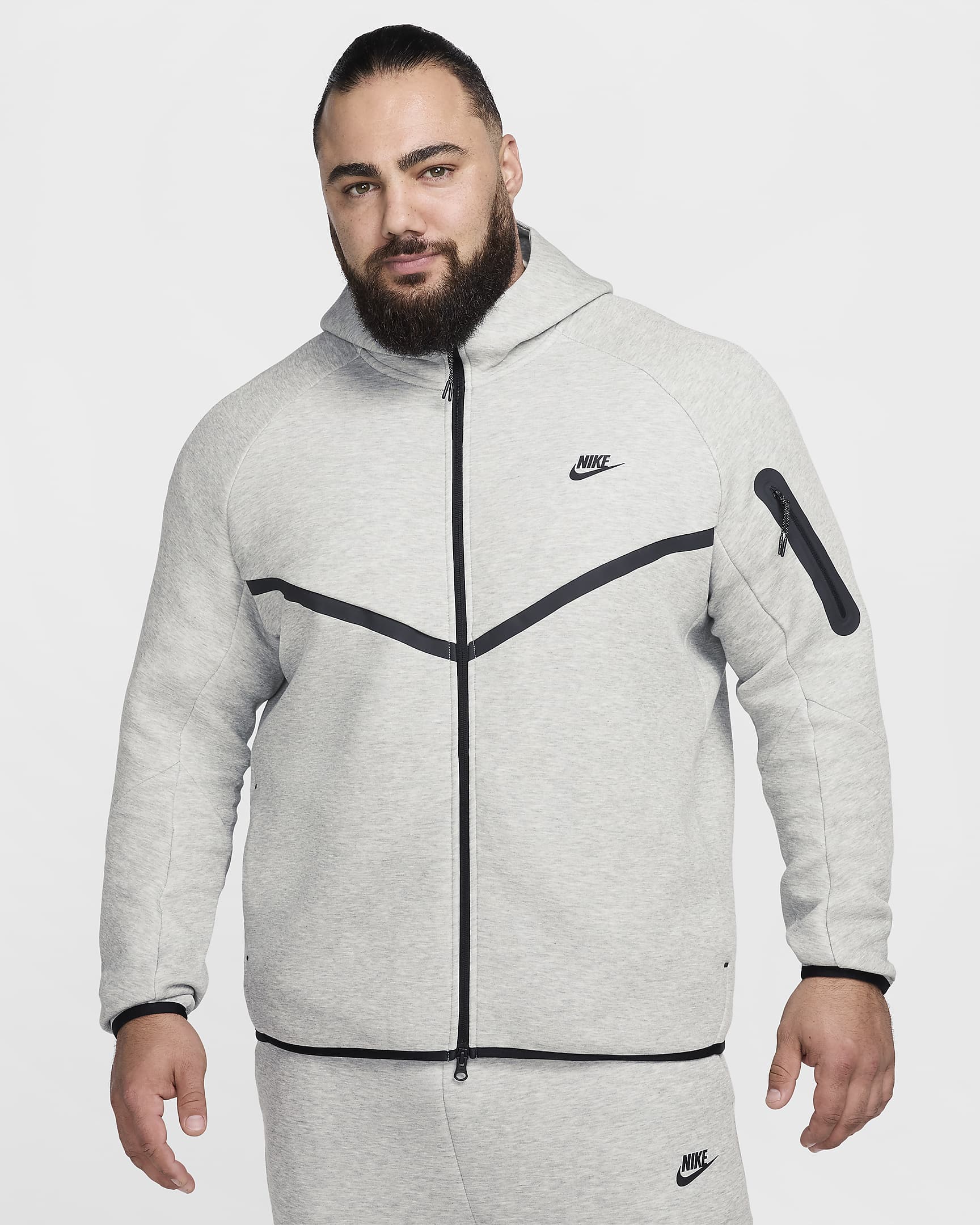 Nike Tech Men's Full-Zip Windrunner Hoodie - Dark Grey Heather/Black