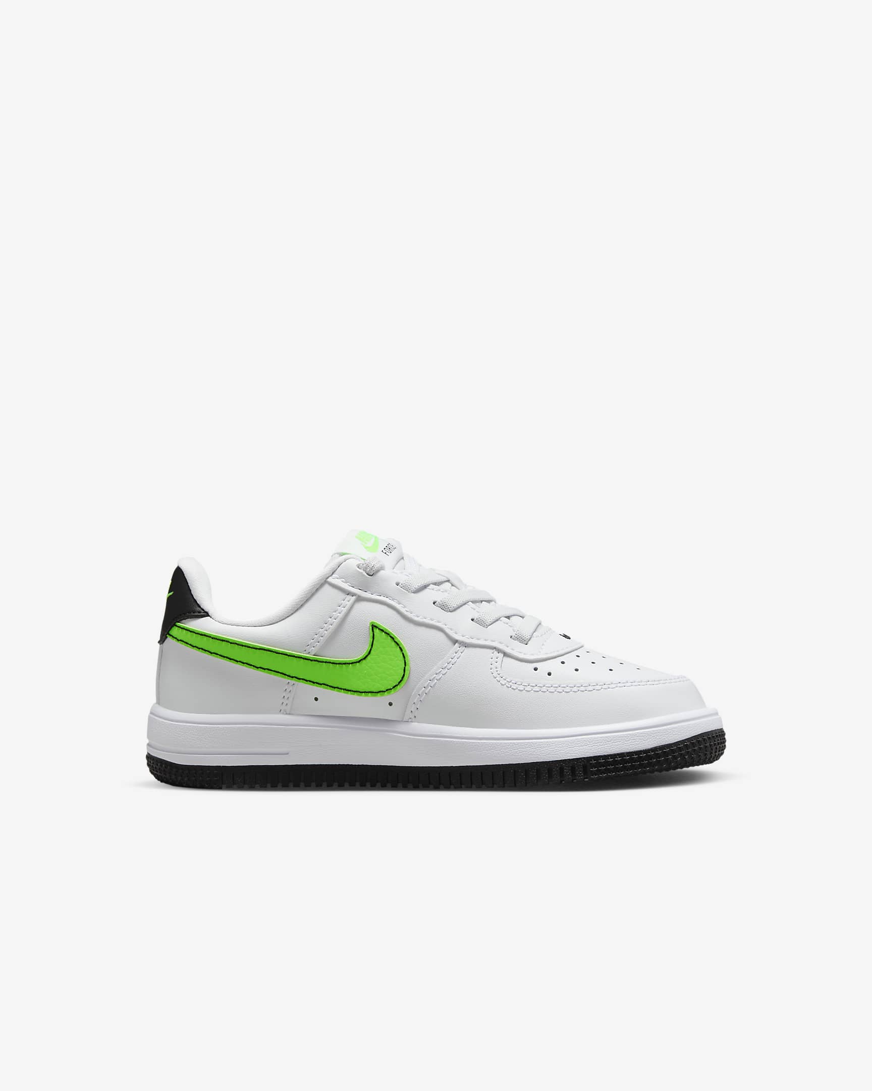 Nike Force 1 Low EasyOn Younger Kids' Shoes - White/Black/Green Strike