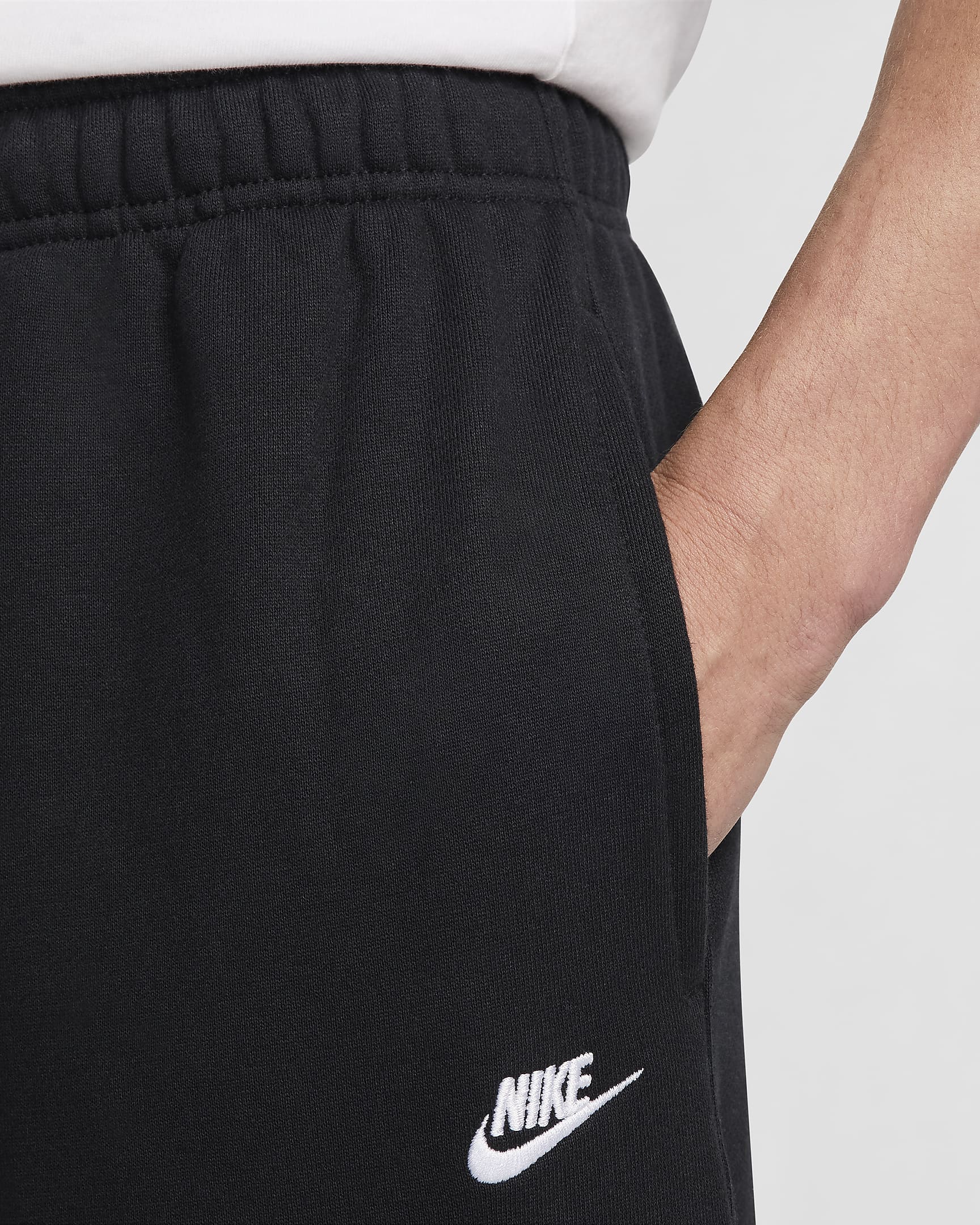 Nike Club Fleece Men's Oversized French Terry Trousers - Black/Black/White