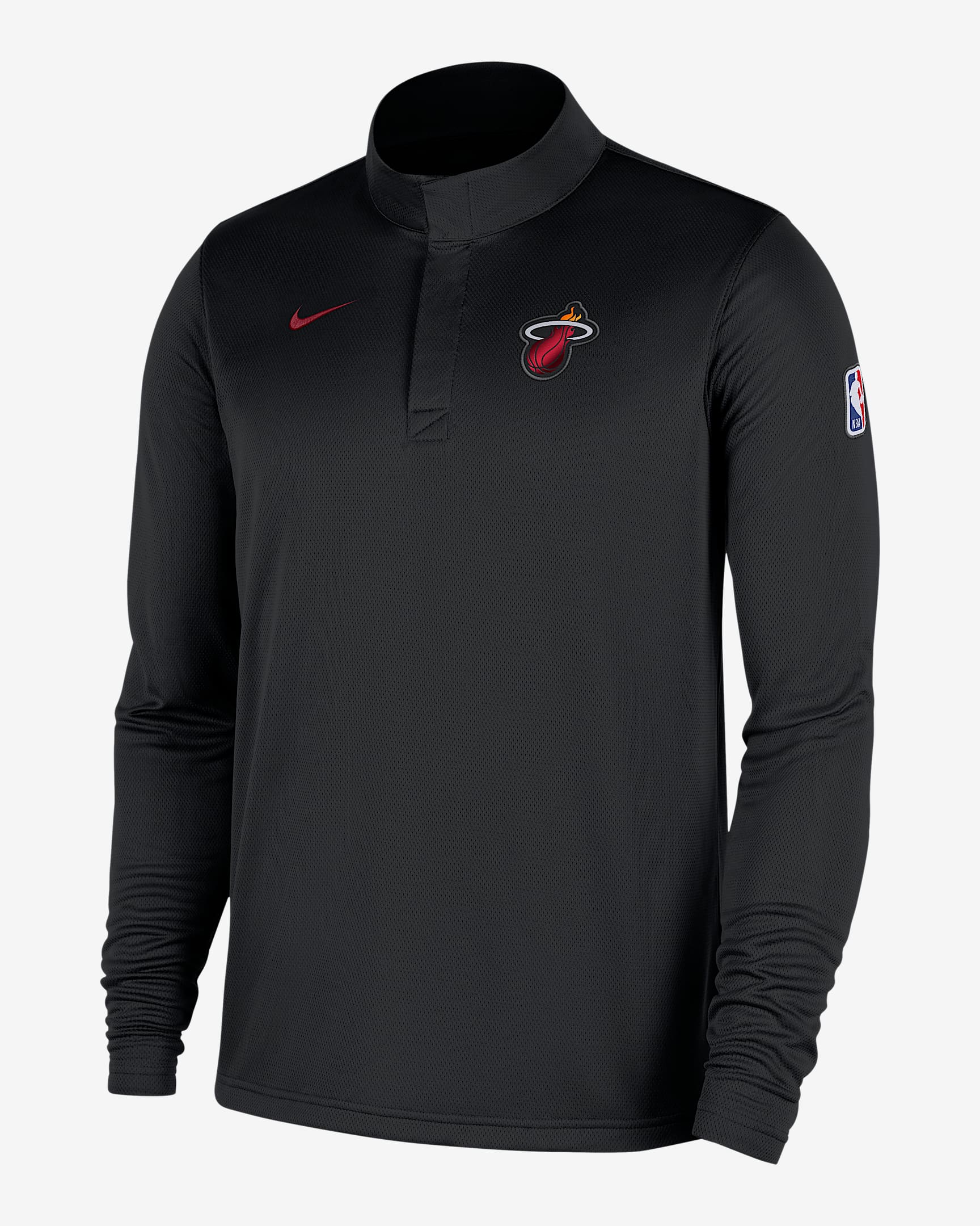 Miami Heat Men's Nike Dri-FIT NBA 1/4-Zip Long-Sleeve Top - Black/Tough Red