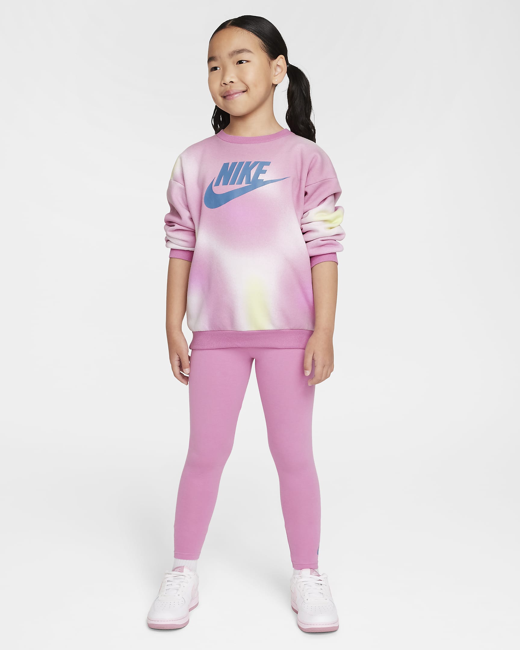 Nike Solarized kleuterset met legging en T-shirt met ronde hals - Magic Flamingo