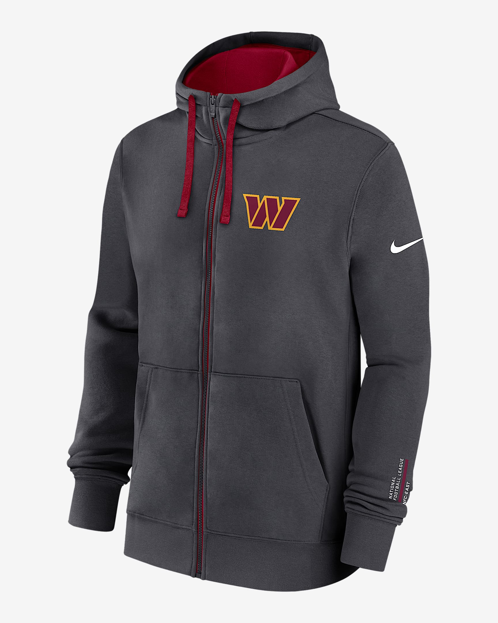 Sudadera con gorro Nike de la NFL de cierre completo para hombre Washington Commanders Playbook Page Club - Antracita