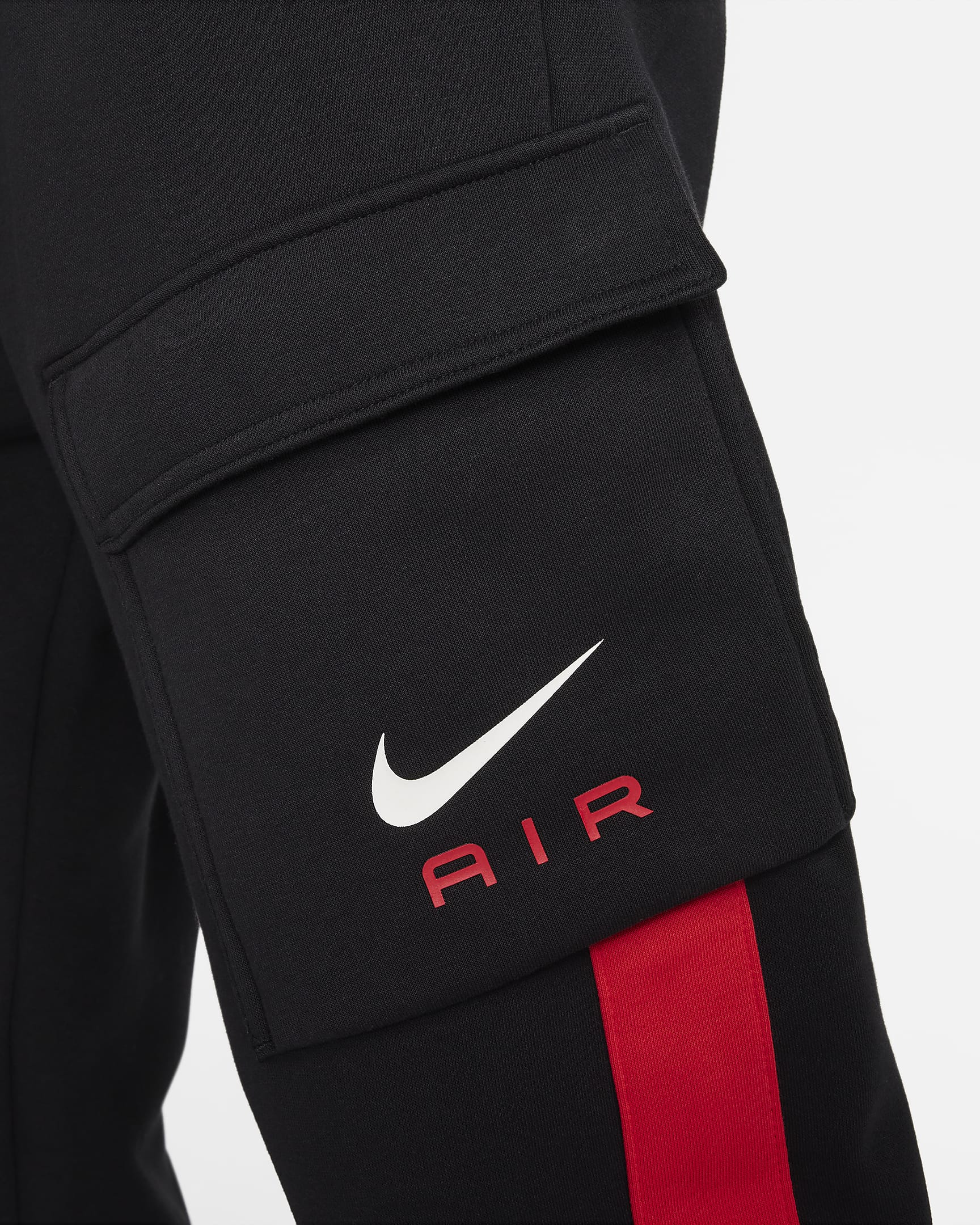 Nike Air Men's Fleece Cargo Trousers - Black/University Red