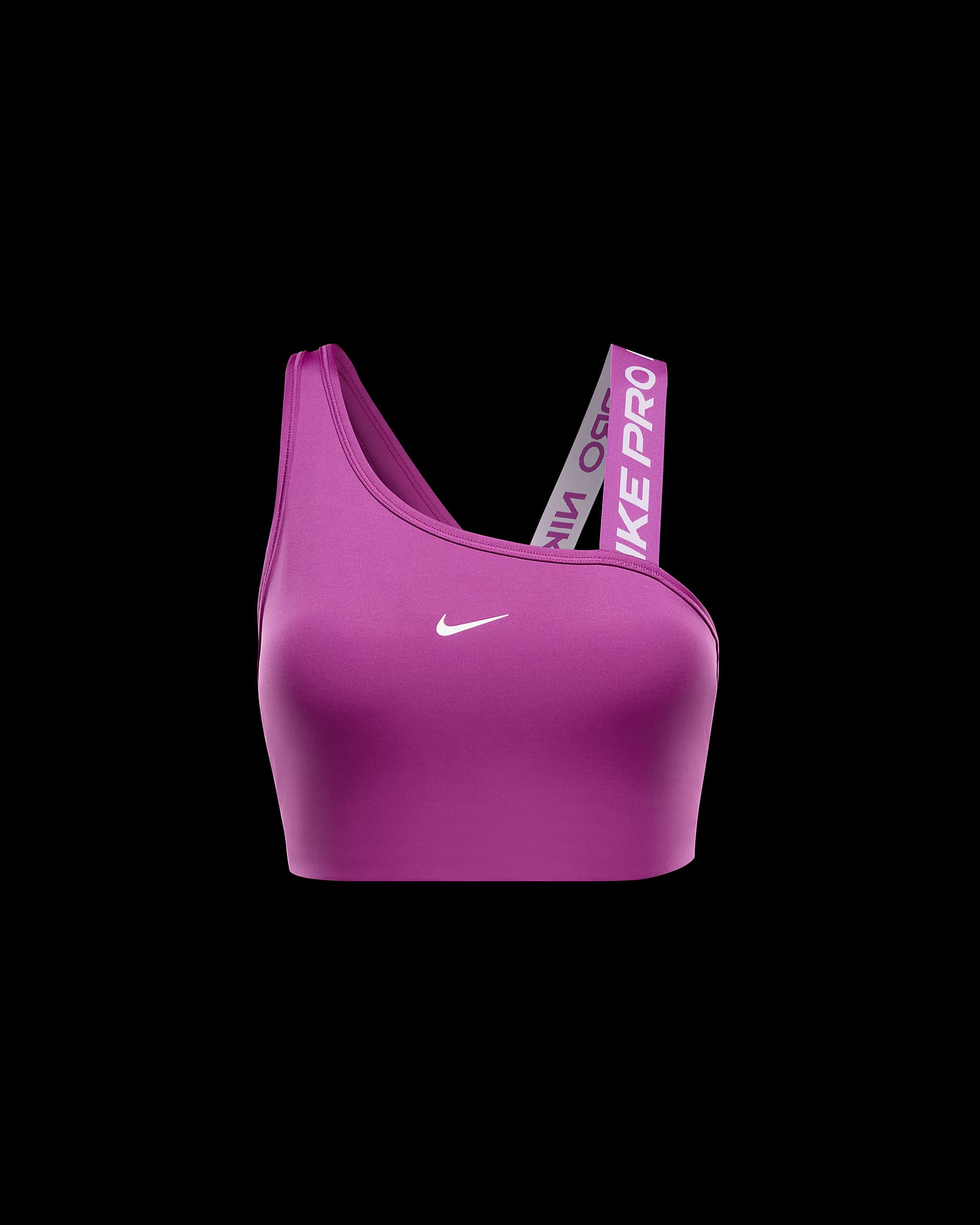 Brassière de sport rembourrée à maintien normal Nike Pro Swoosh Asymmetrical pour femme - Hot Fuchsia/Blanc/Blanc