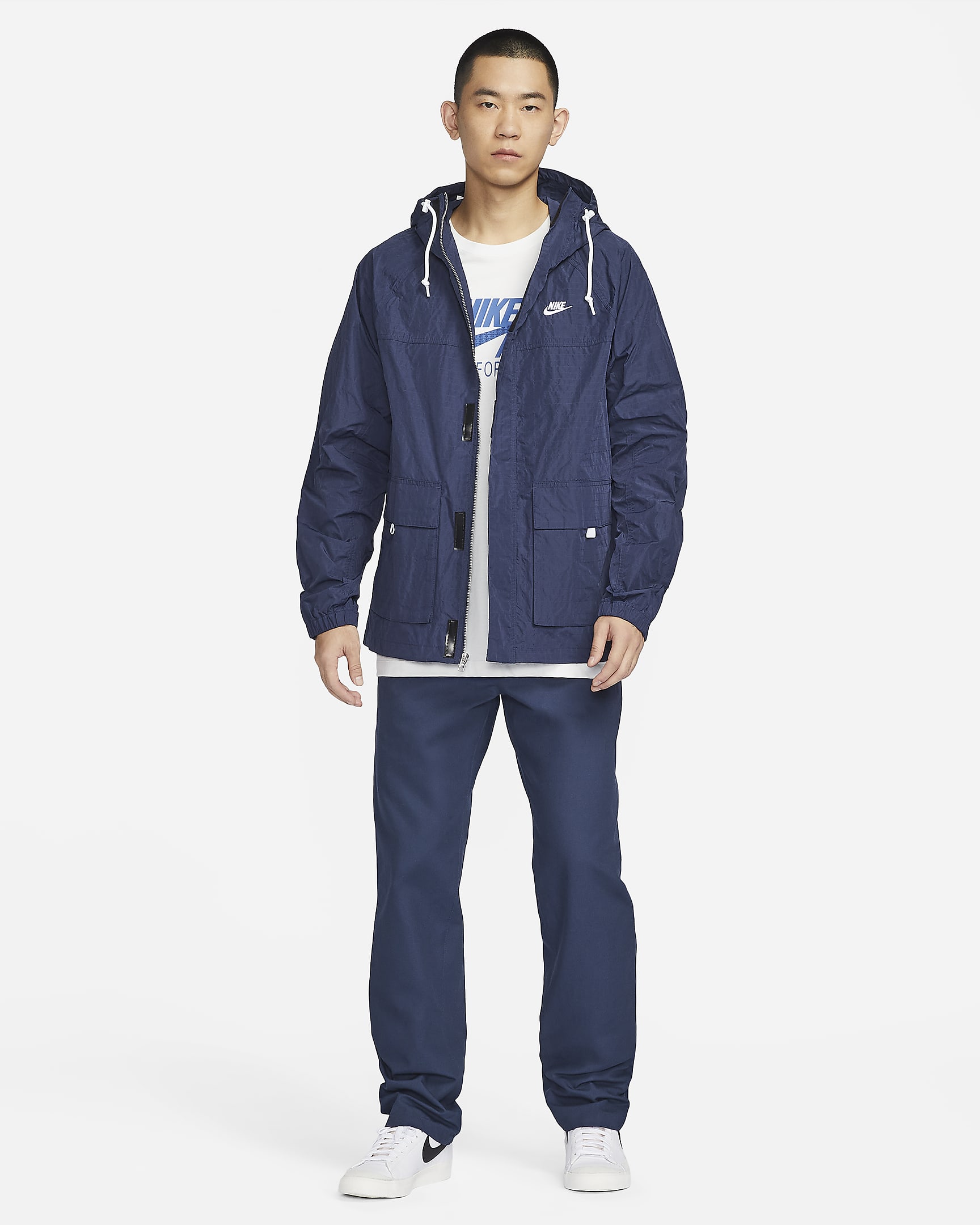 Nike Club Men's Bowline Jacket - Midnight Navy/White