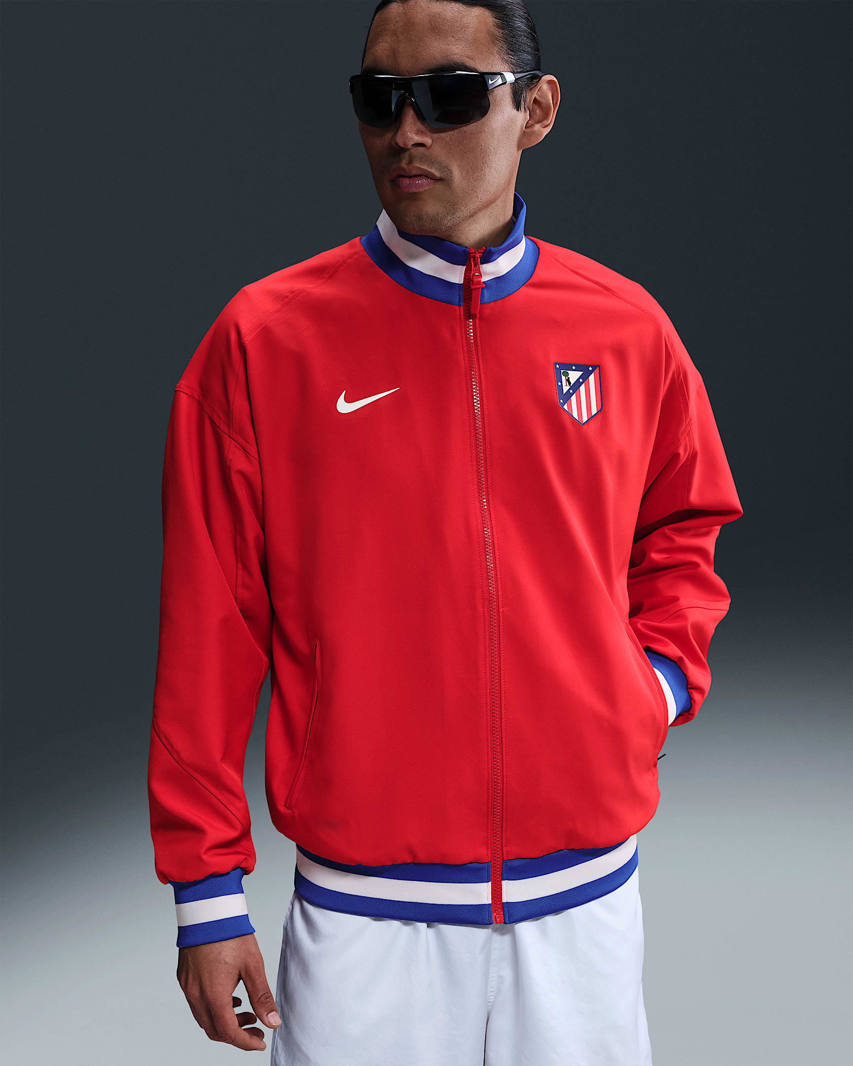 Strike Atlético de Madrid Chaqueta de fútbol Nike Dri-FIT Anthem - Hombre - Sport Red/Hyper Royal/Blanco