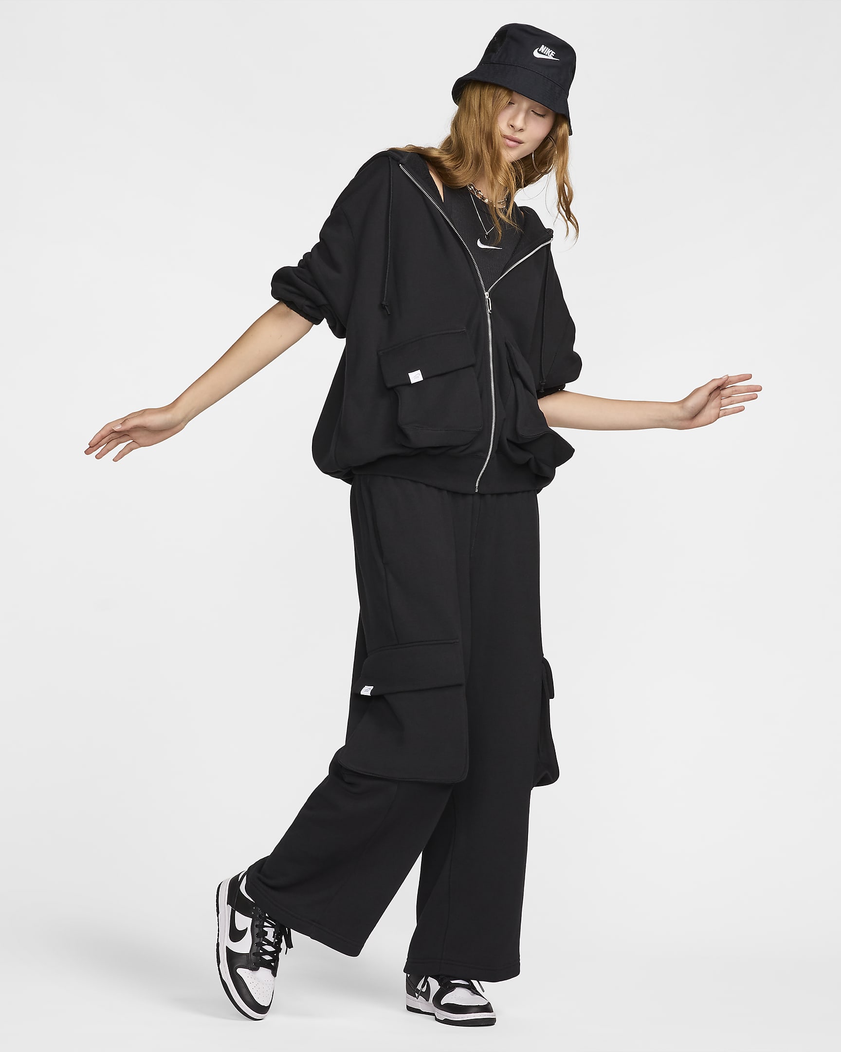 Nike Sportswear Women's Oversized Full-Zip French Terry Hoodie - Black/Anthracite