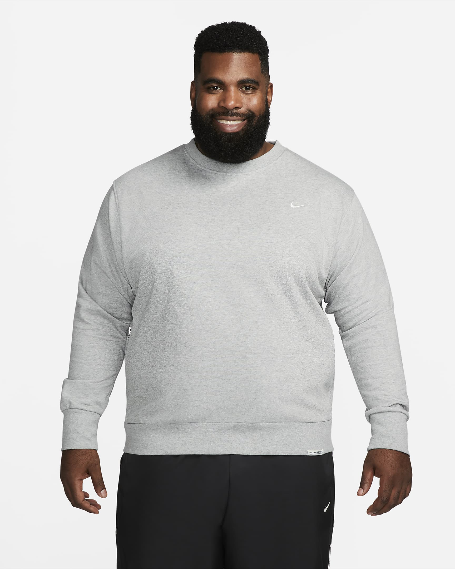 Top de básquetbol con cuello redondo Dri-FIT para hombre Nike Standard Issue - Gris oscuro jaspeado/Marfil pálido