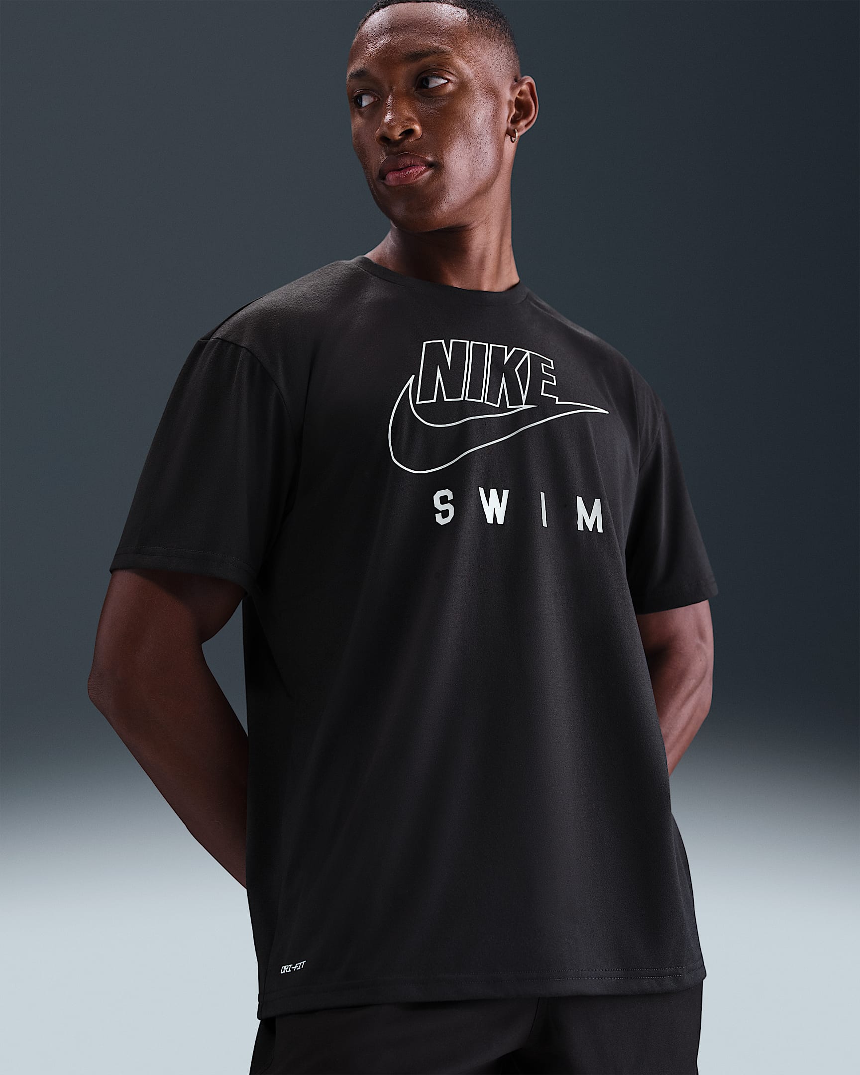 Playera de manga corta para hombre Nike Swim Swoosh Hydroguard - Negro