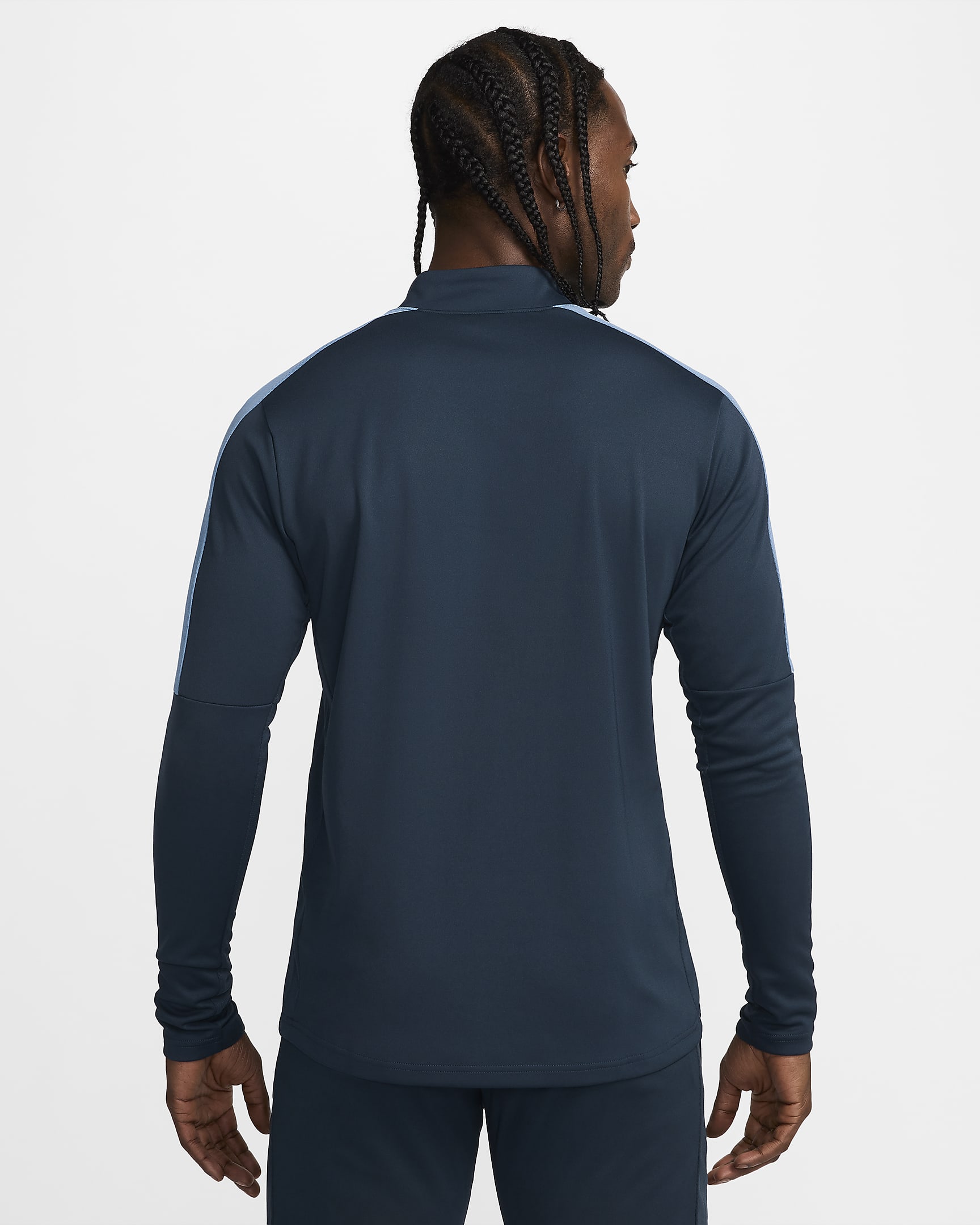 Męska koszulka piłkarska z zamkiem 1/2 Dri-FIT Nike Academy - Armory Navy/Aegean Storm/Biel