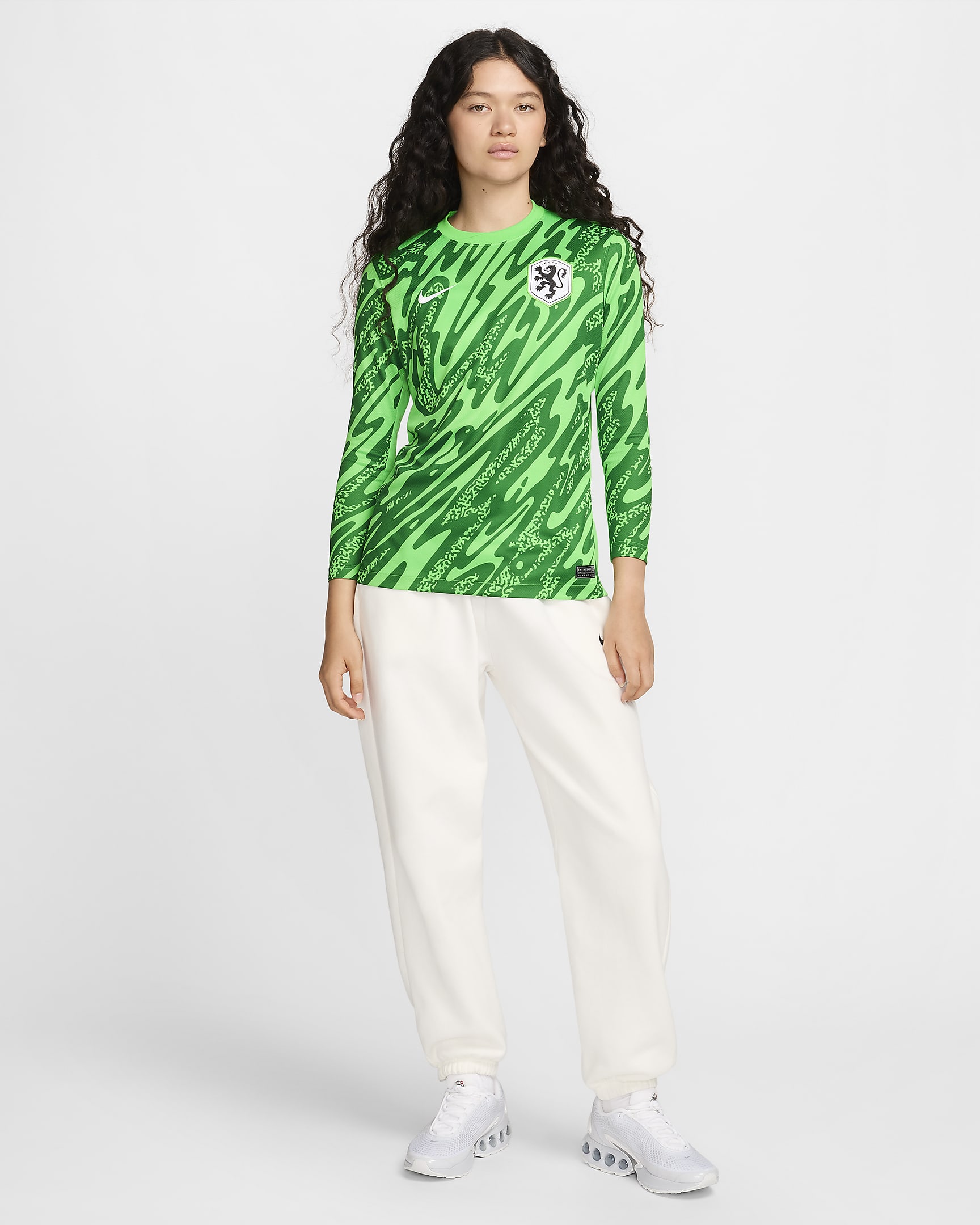 Netherlands (Women's Team) 2024/25 Stadium Goalkeeper Women's Nike Dri-FIT Football Replica Shirt - Green Spark/Pine Green/White