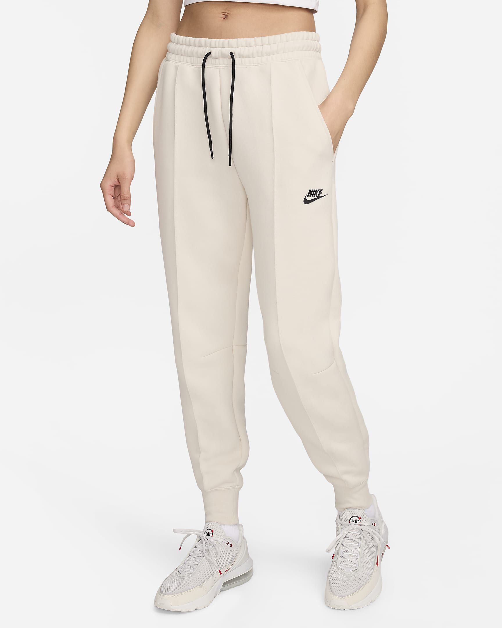 Nike Sportswear Tech Fleece joggingbroek met halfhoge taille voor dames - Light Orewood Brown