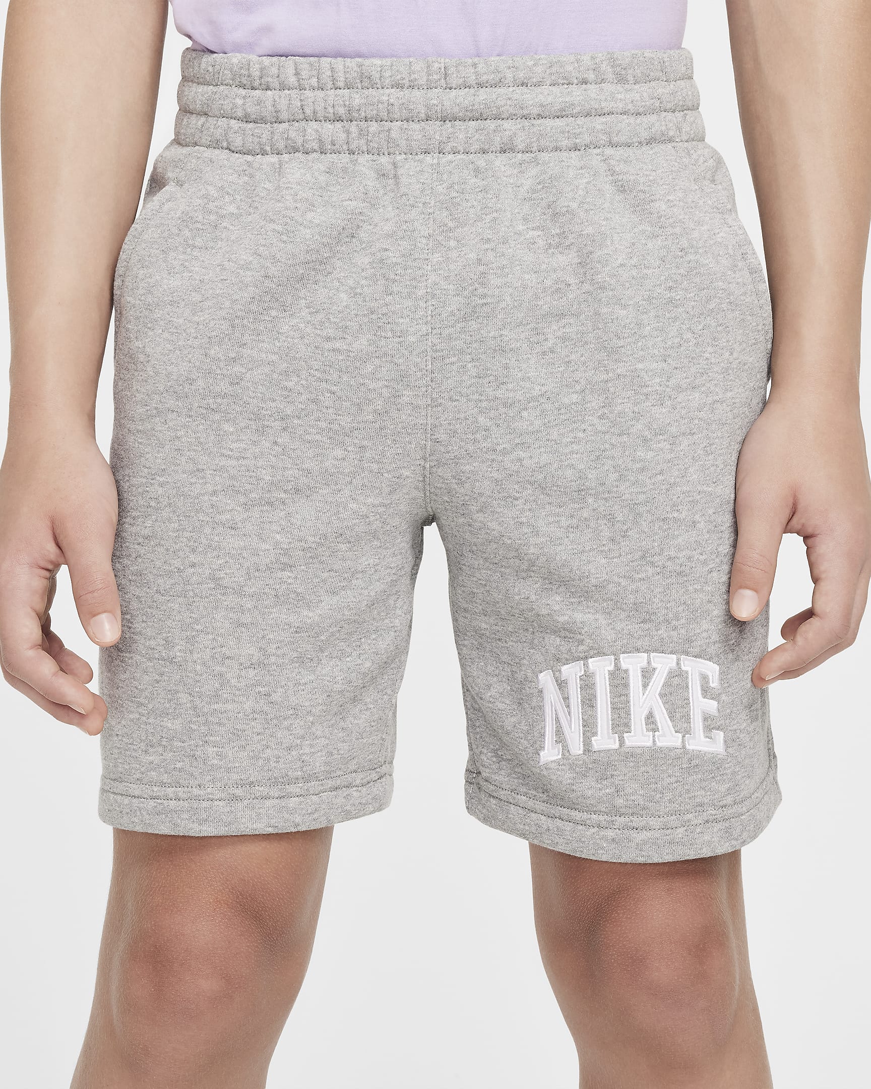 Nike Sportswear Club Big Kids' French Terry Shorts - Dark Grey Heather/Base Grey/White