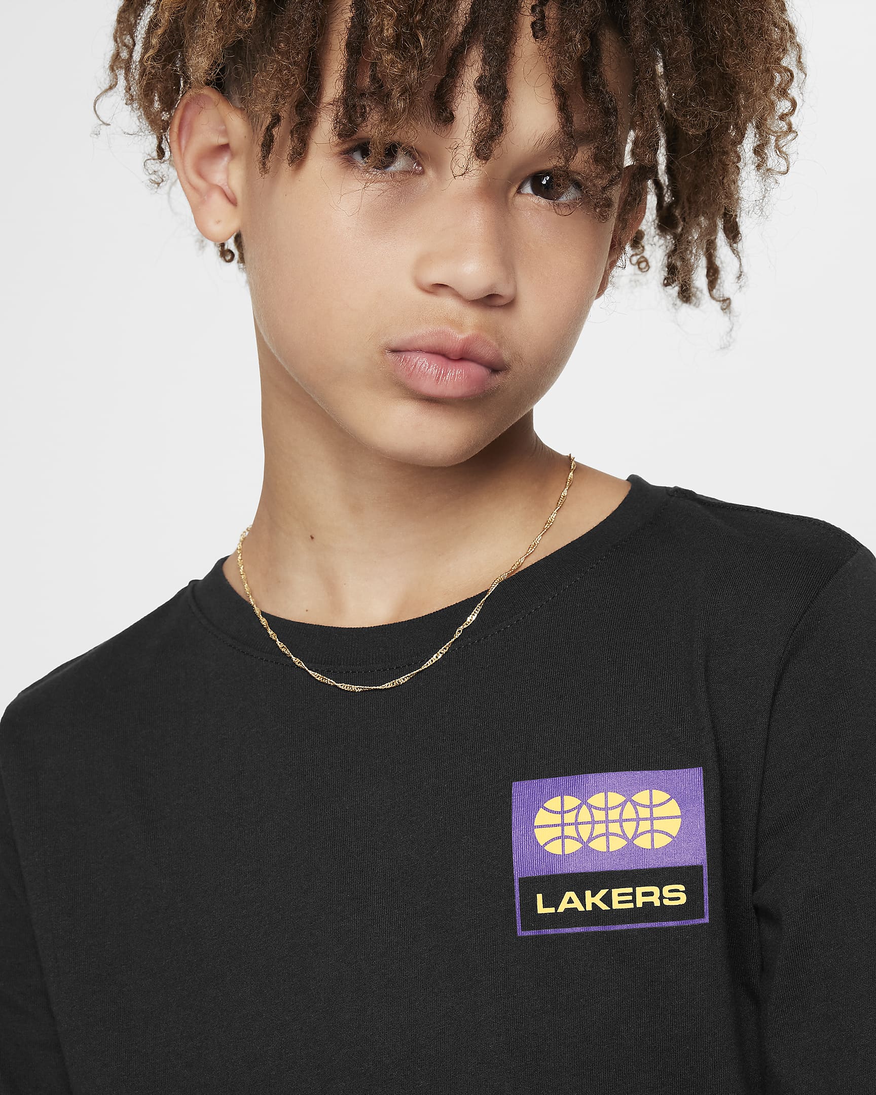 Långärmad NBA-t-shirt Los Angeles Lakers Essential Nike för ungdom (killar) - Svart