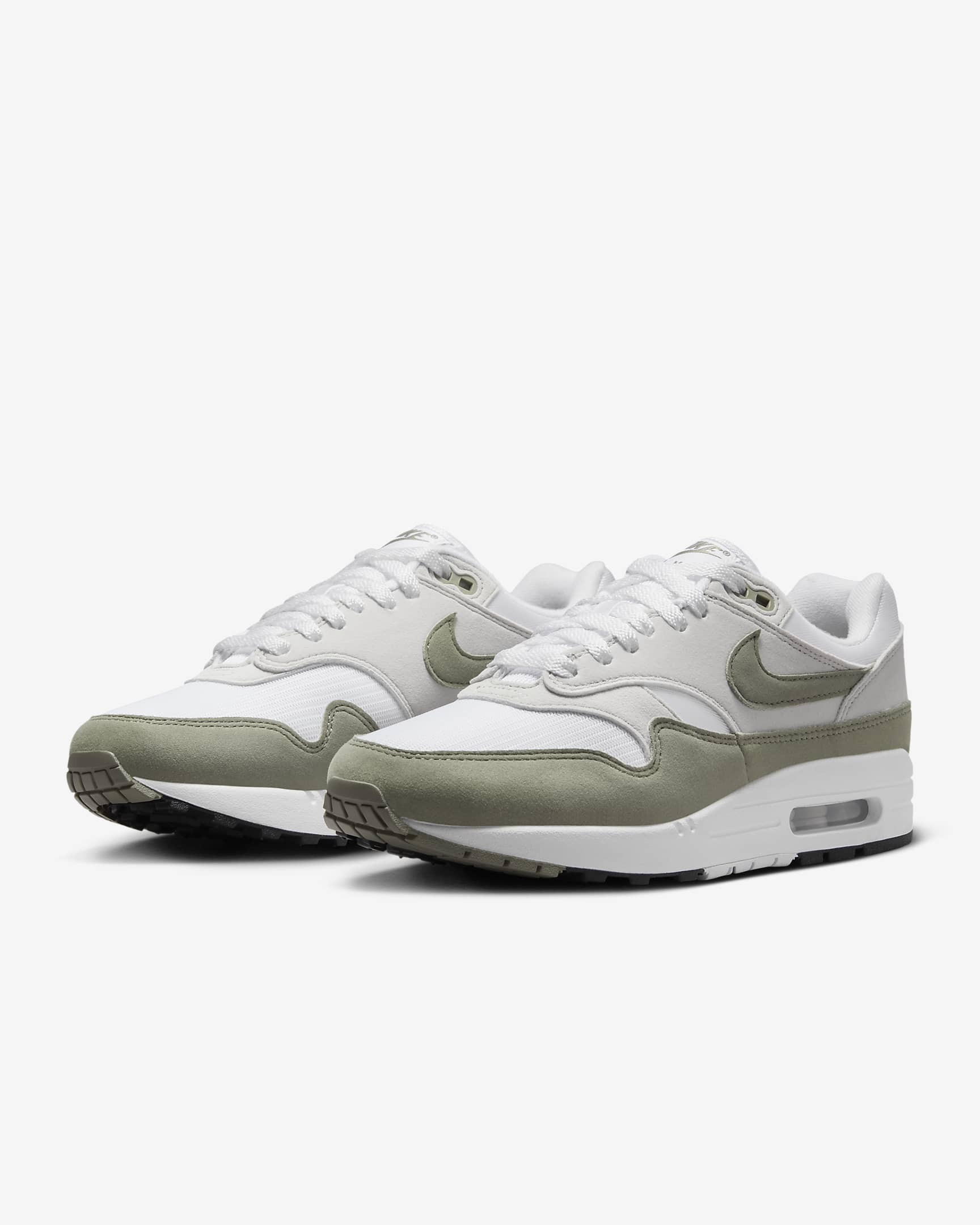 Nike Air Max 1 Women's Shoes - White/Neutral Grey/Black/Light Army