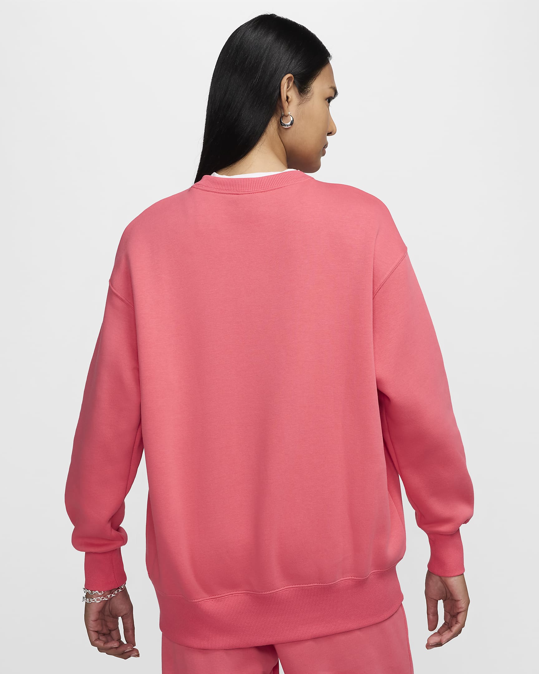 Damska bluza dresowa z półokrągłym dekoltem o kroju oversize Nike Sportswear Phoenix Fleece - Aster Pink/Sail