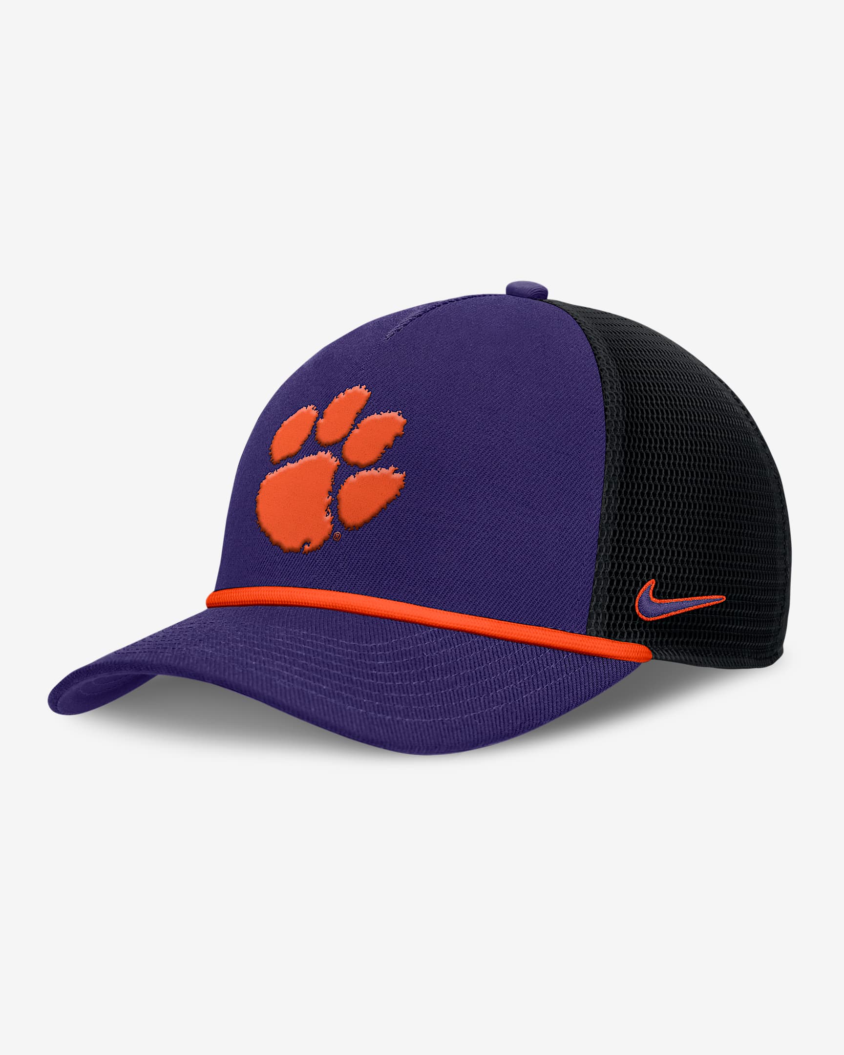 Gorra de rejilla universitaria Nike ajustable para hombre Clemson Primetime Rise - Morado