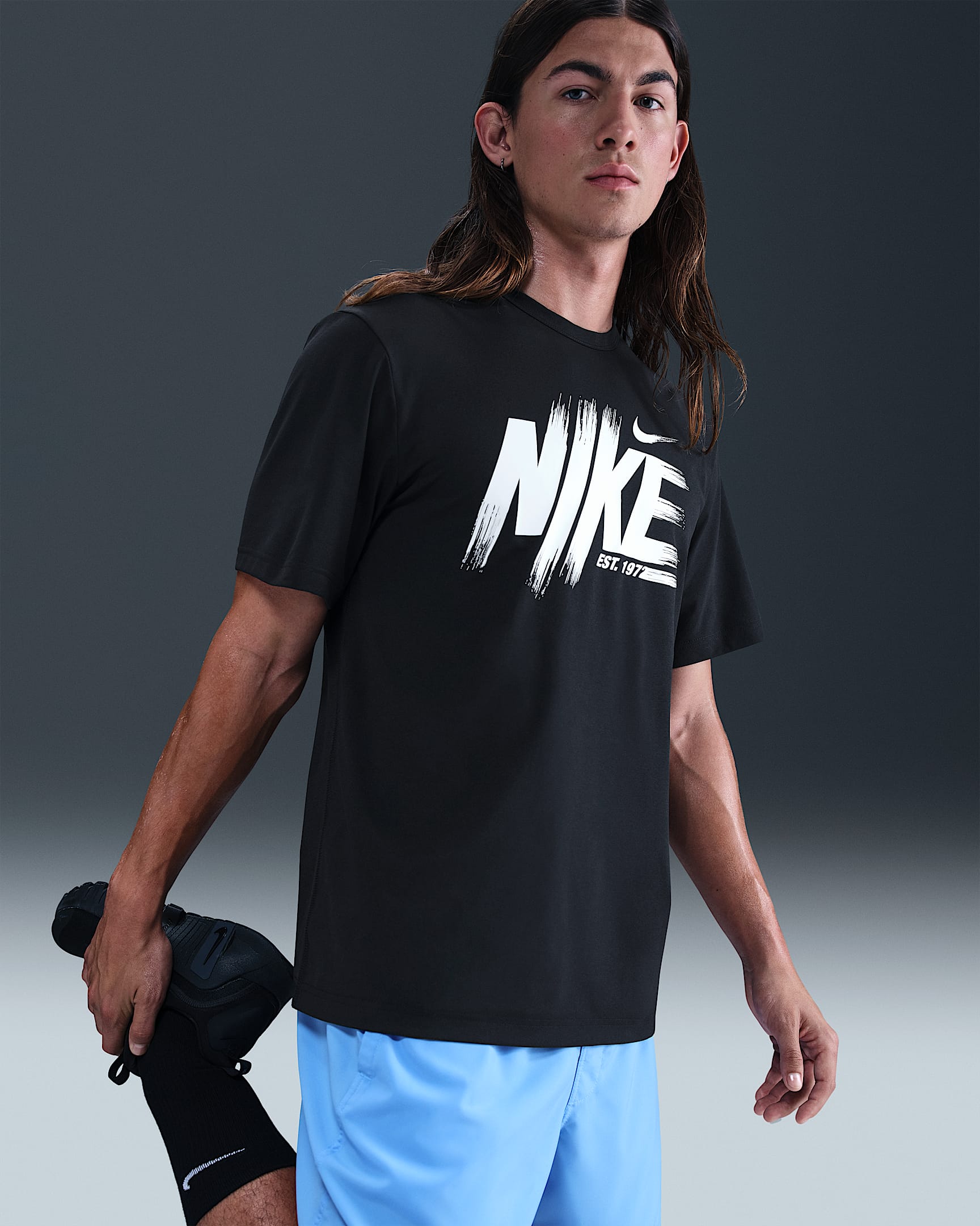 Ανδρική μπλούζα προπόνησης Dri-FIT UV Nike Hyverse - Μαύρο/Λευκό