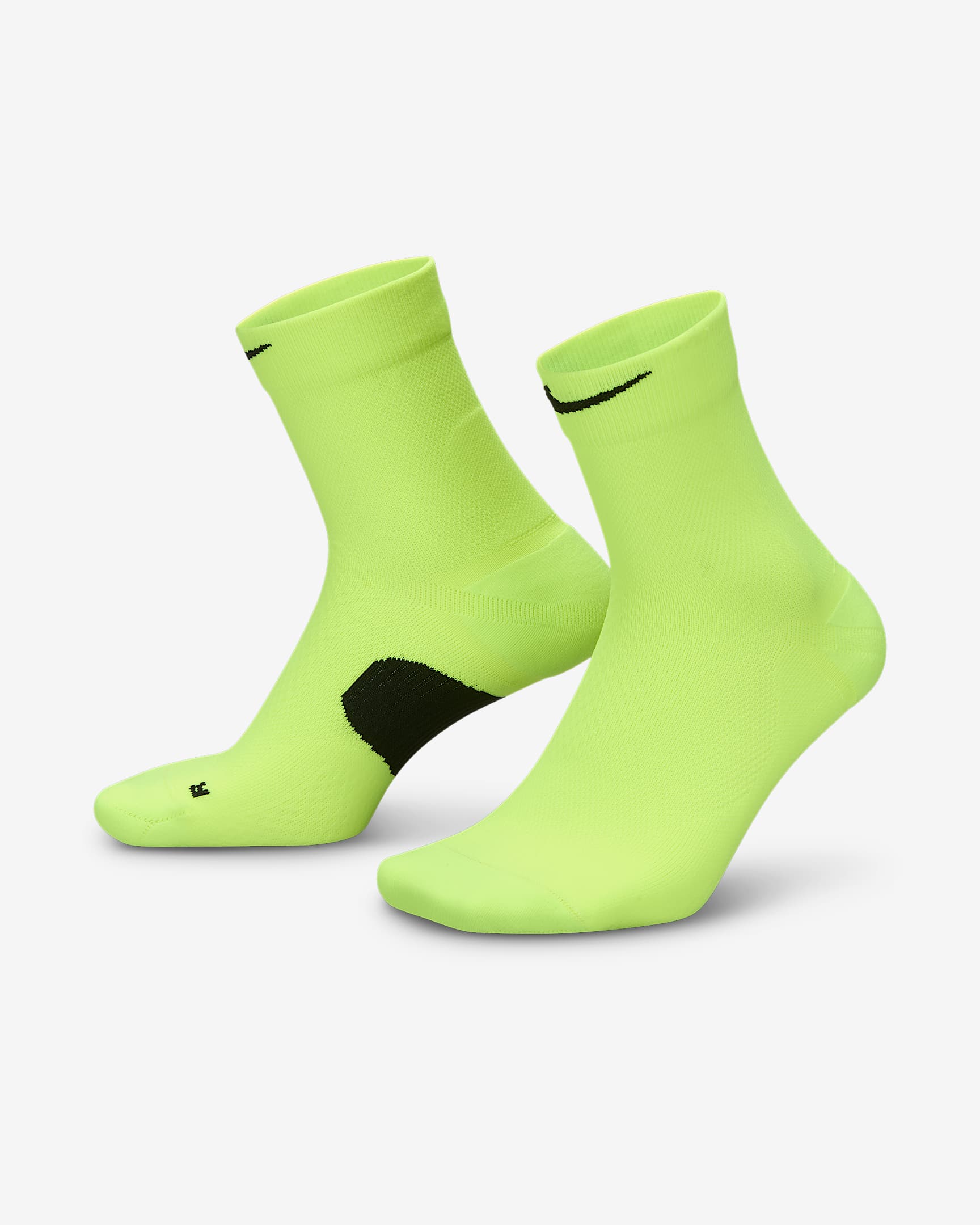Nike Midweight Running Micro Crew Socks (1 Pair) - Volt/Black/Black