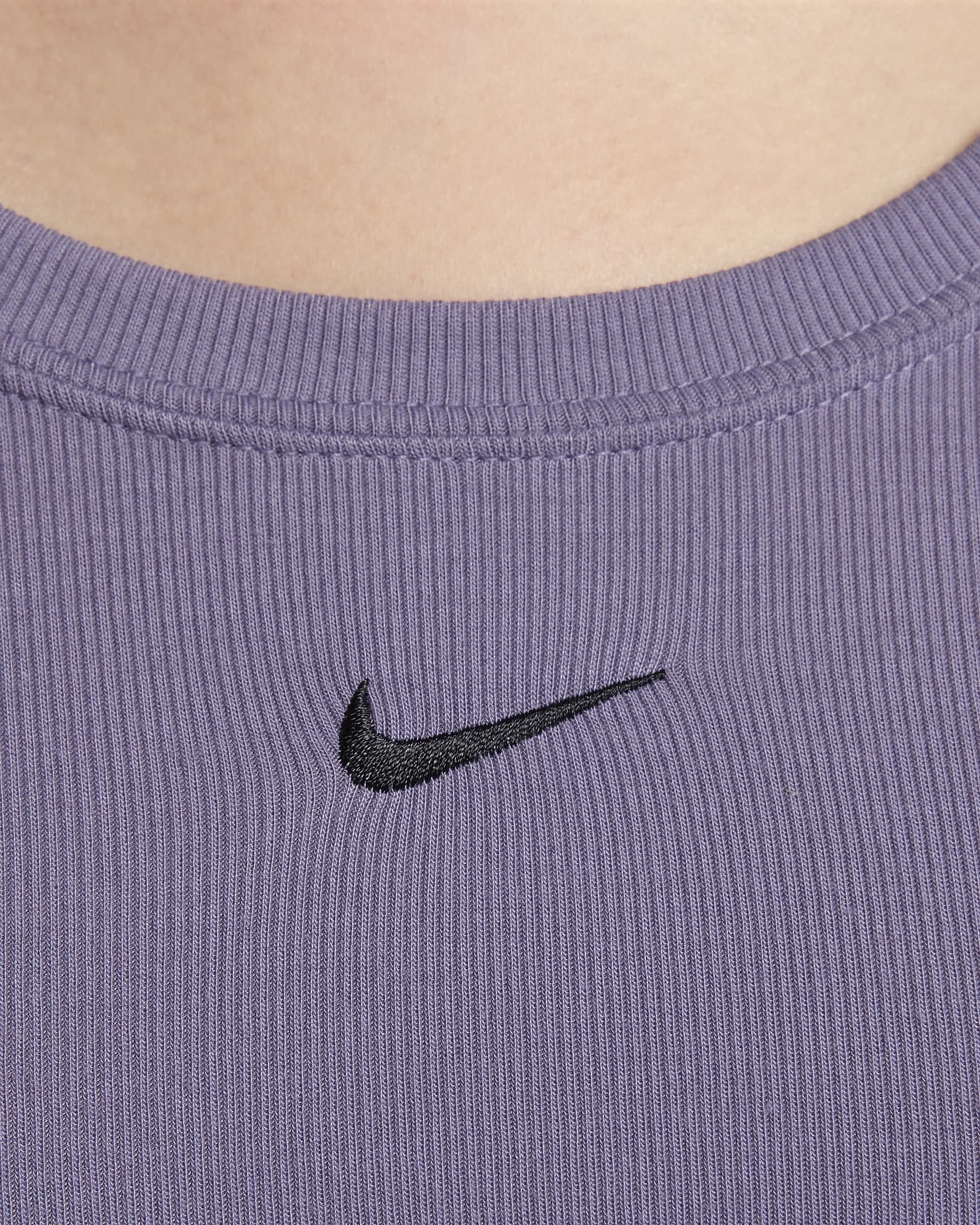 Nike Sportswear Chill Knit Women's Tight Scoop-Back Short-Sleeve Mini-Rib Top - Daybreak/Black