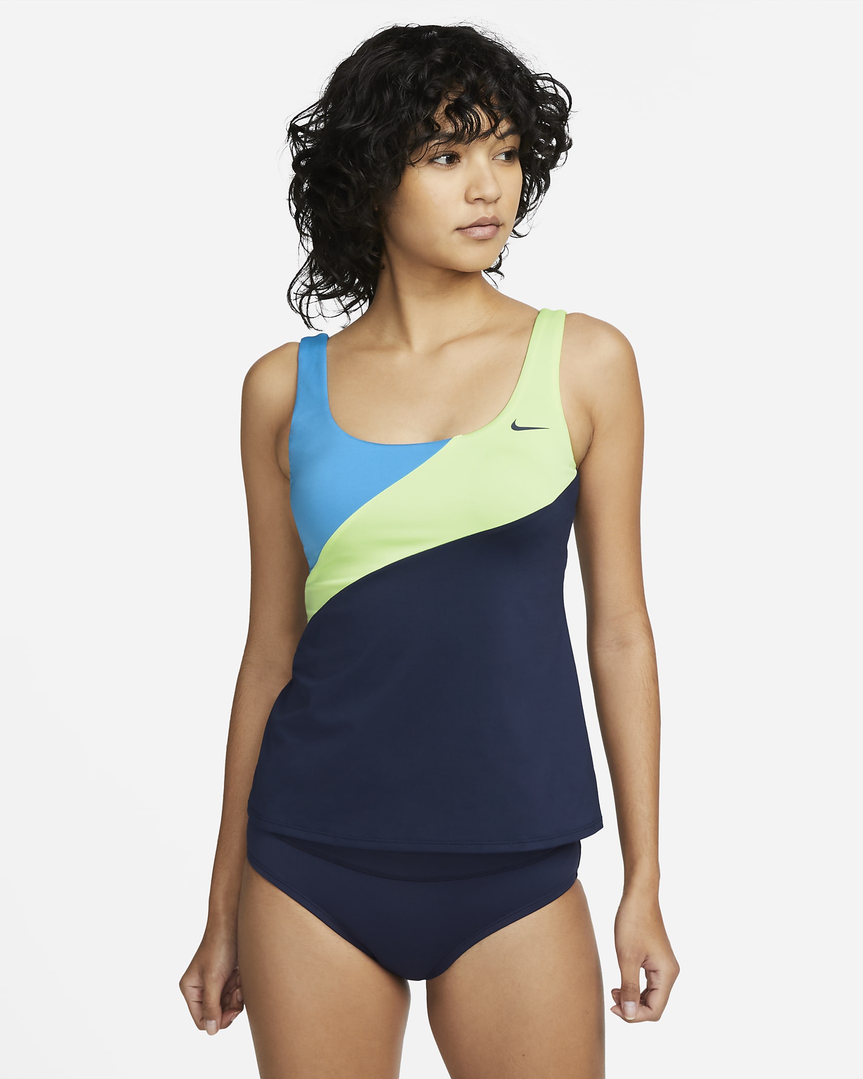 Tankini de natación con cuello en forma de U para mujer Nike - Azul marino medianoche